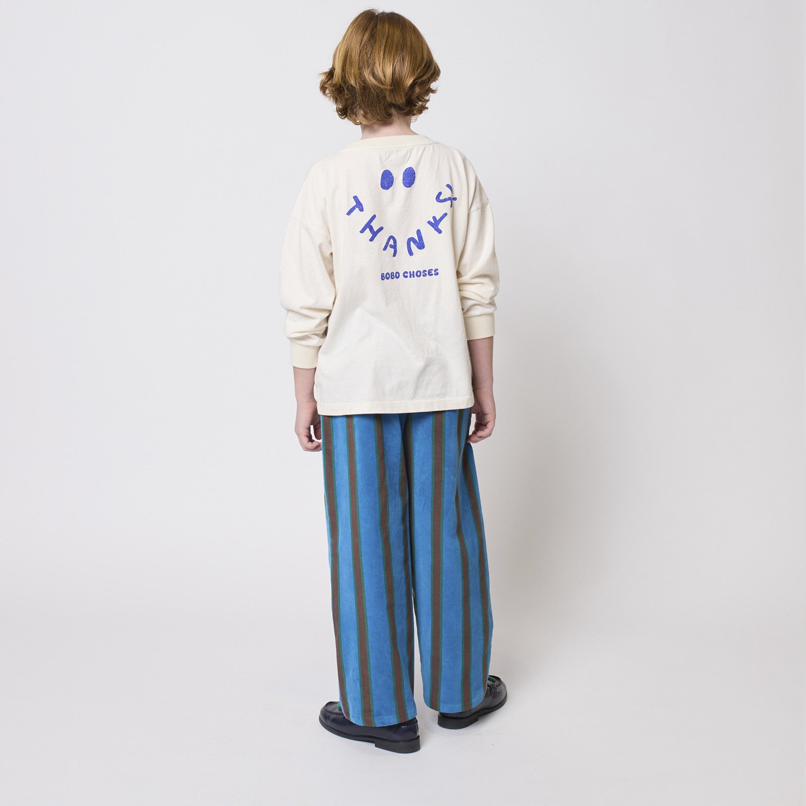 Pants Stripes Velvet Navy Blue