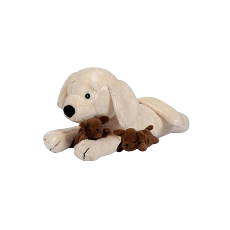 Chien en peluche avec deux chiots