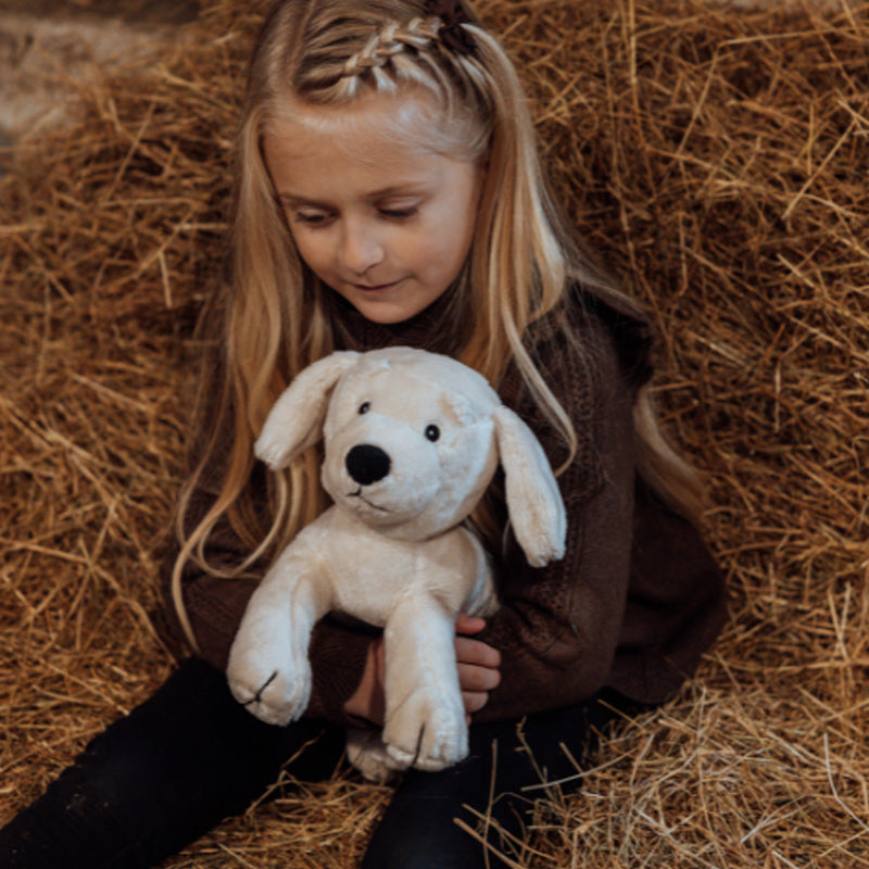 Chien en peluche avec deux chiots