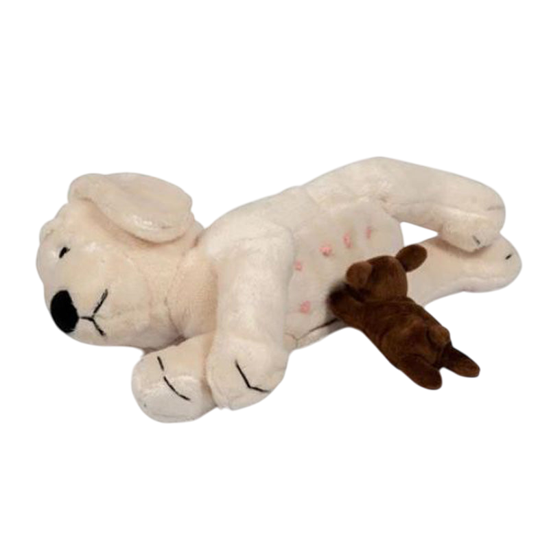 Chien en peluche avec deux chiots
