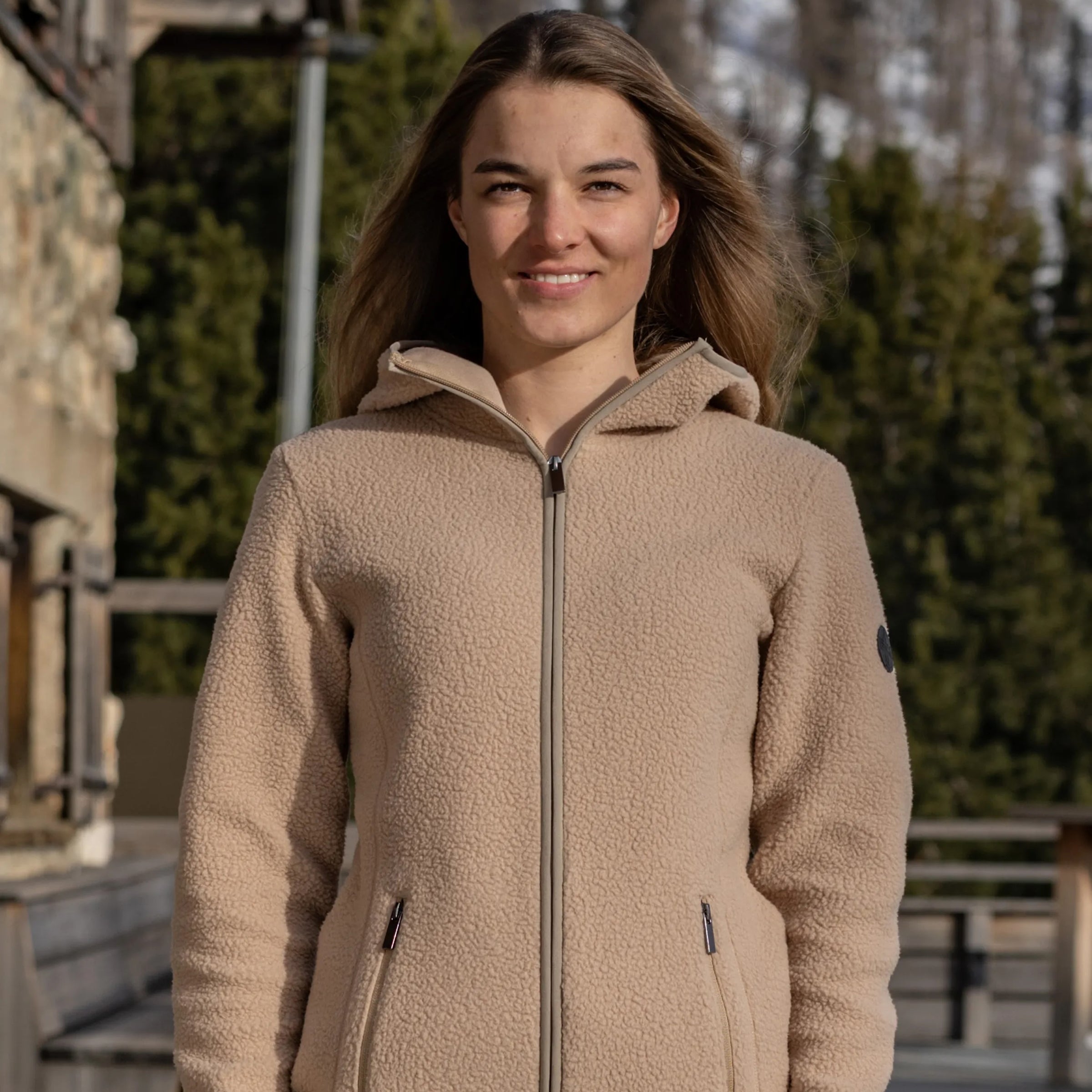 Femmes Bee Sherpa veste oxford tan