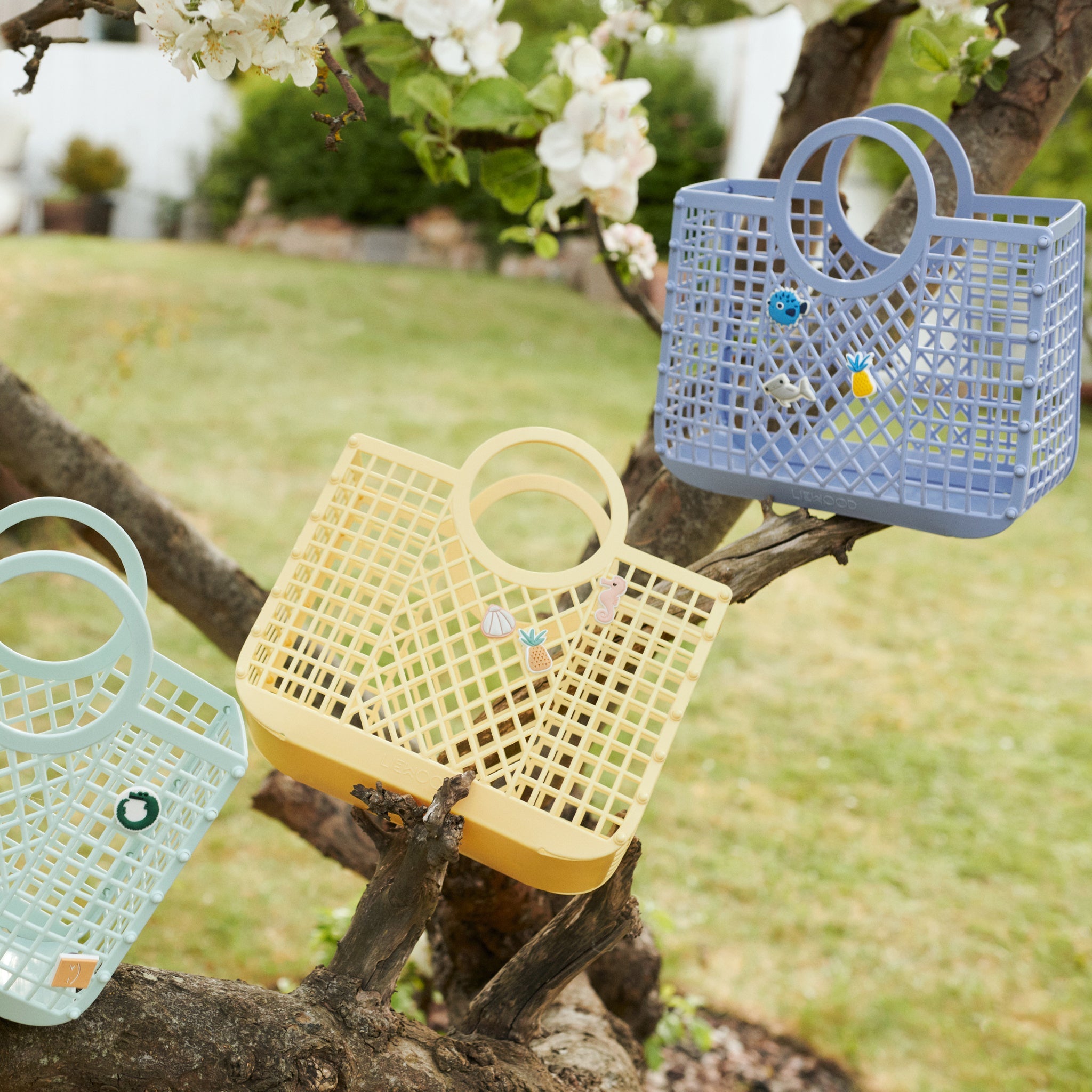 Sac en osier avec breloques Samantha Dusty lavender