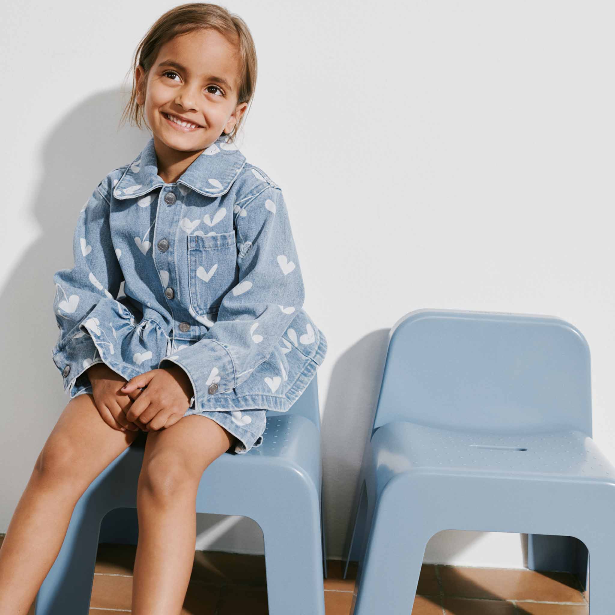 Shorts Borrisa Printed Sweethearts light blue denim