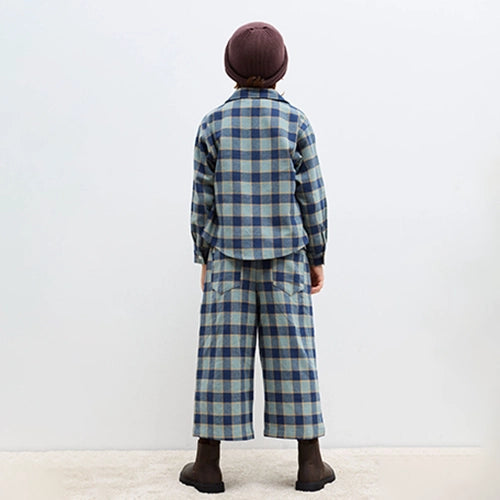 Hose Checkered Blue Flare Indigo