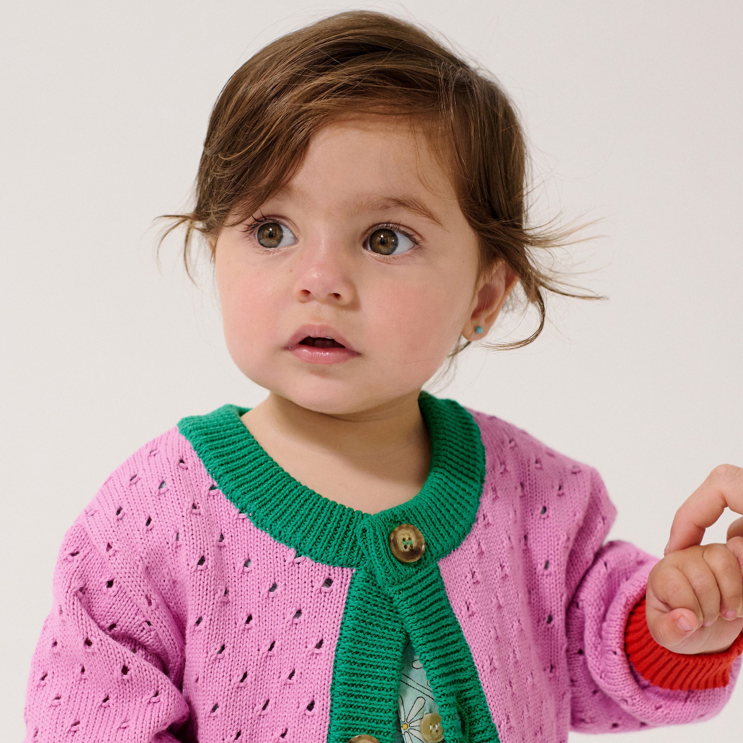 Cardigan bébé Color Block Open Work Multicolor