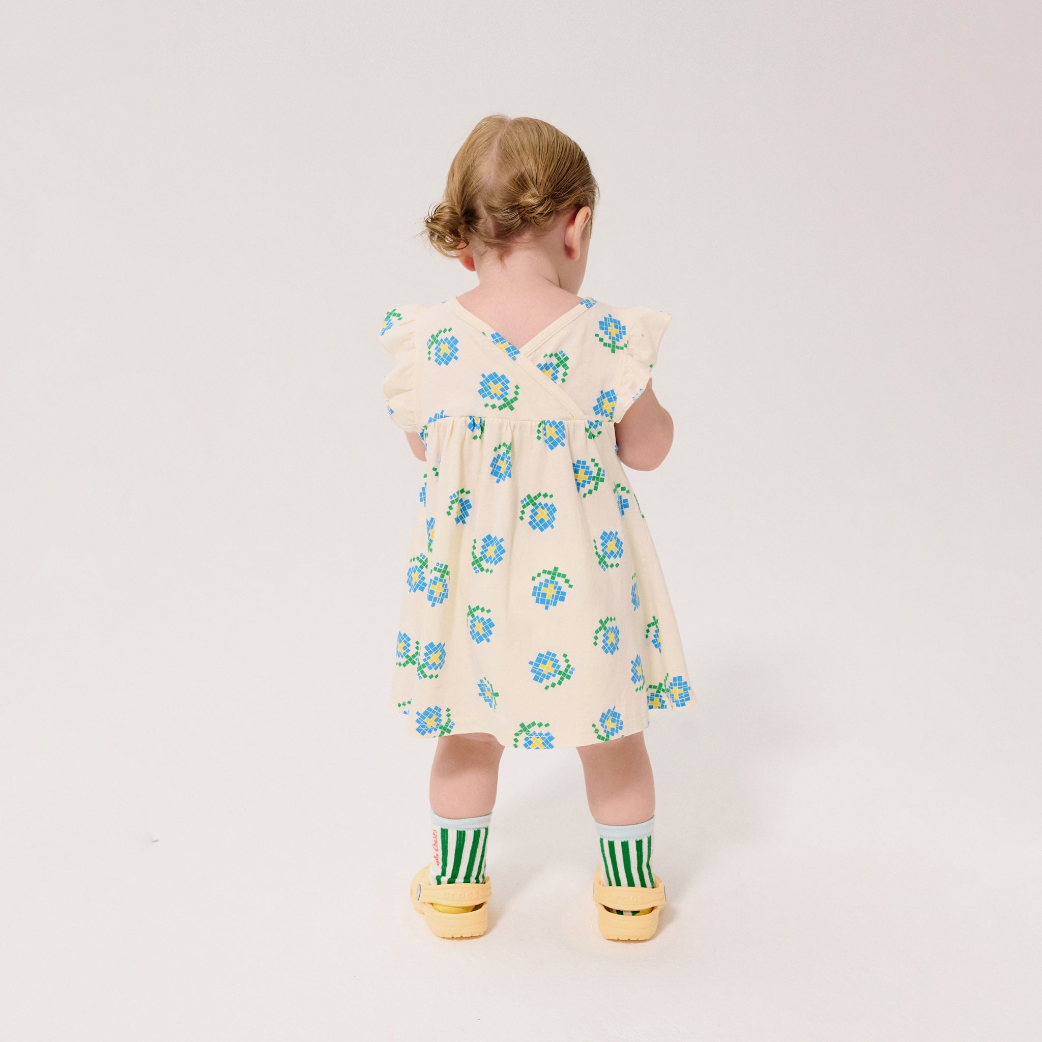 Baby dress Pixel Flowers White