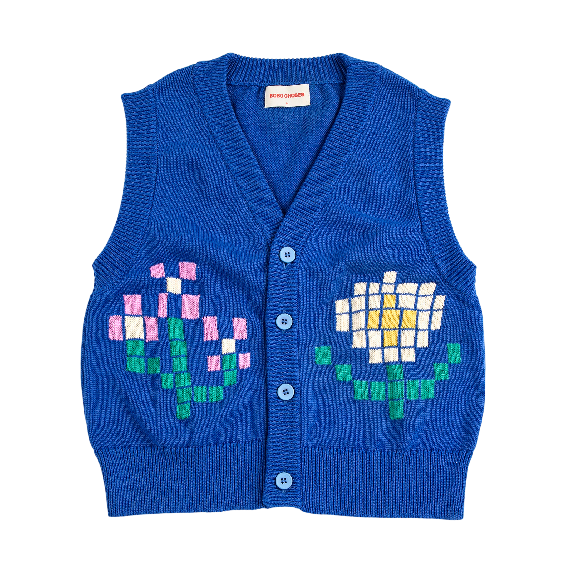 Adult vest Pixel Flowers Blue
