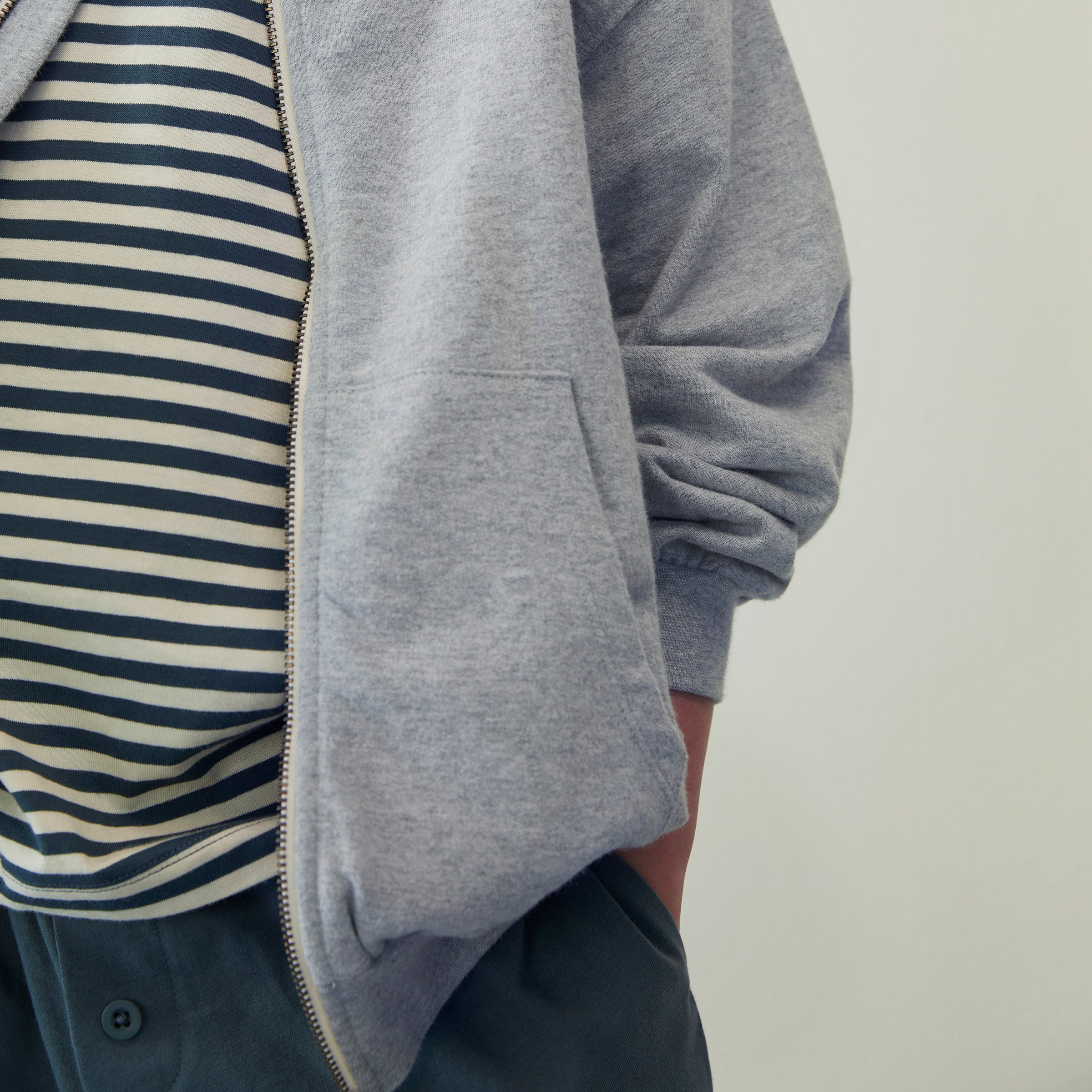 Short Bouton Bleu Gris