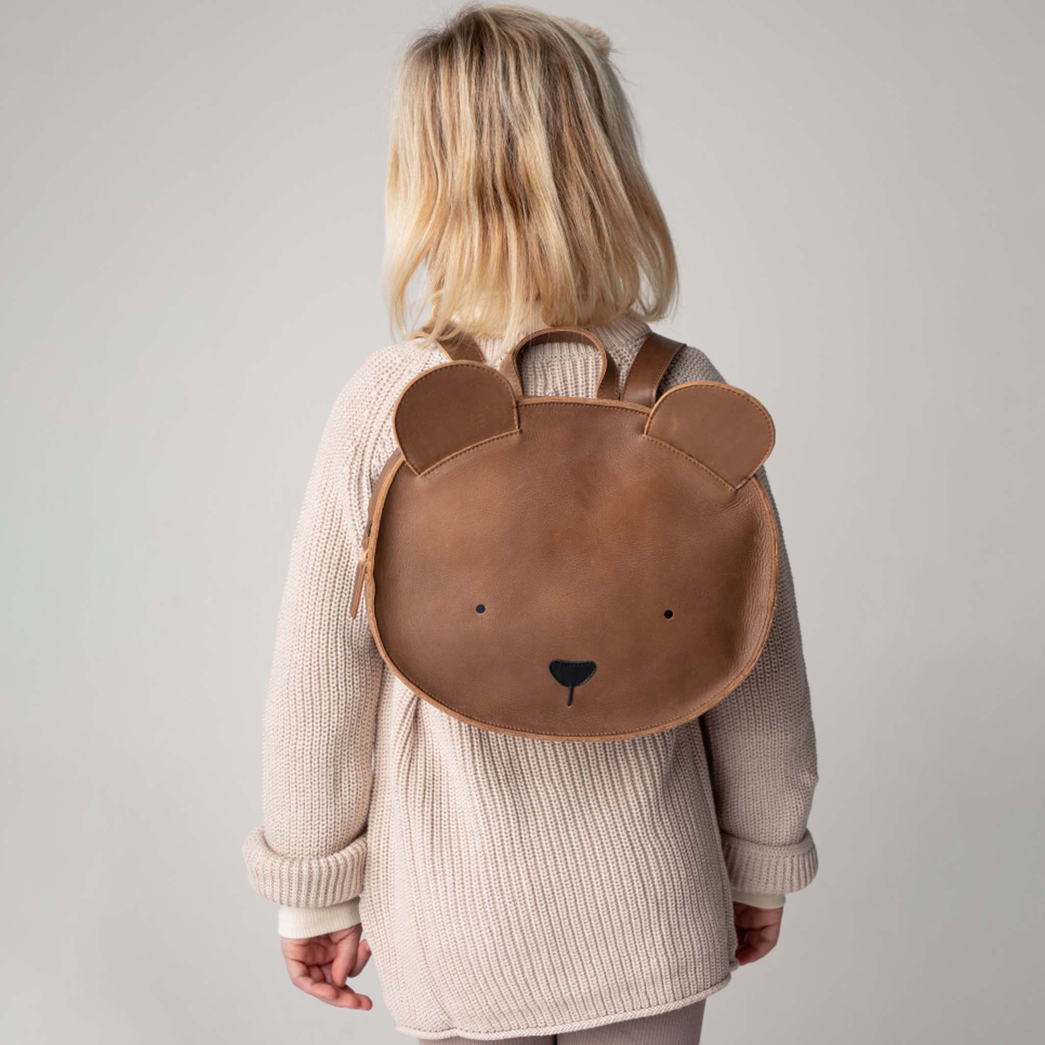Umi Bear Cognac Classic Leather backpack