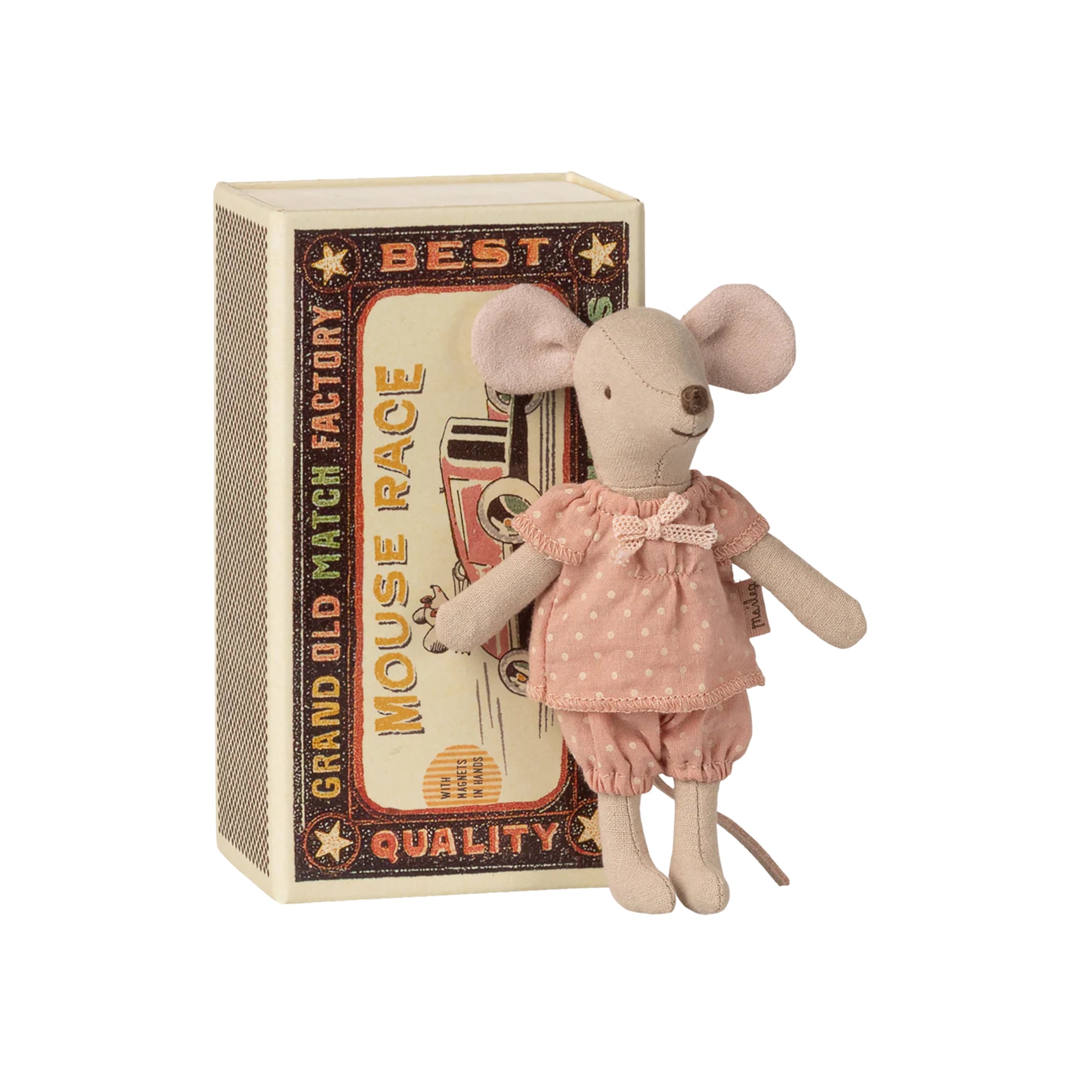 Grande sœur souris Maileg dans une boîte d'allumettes