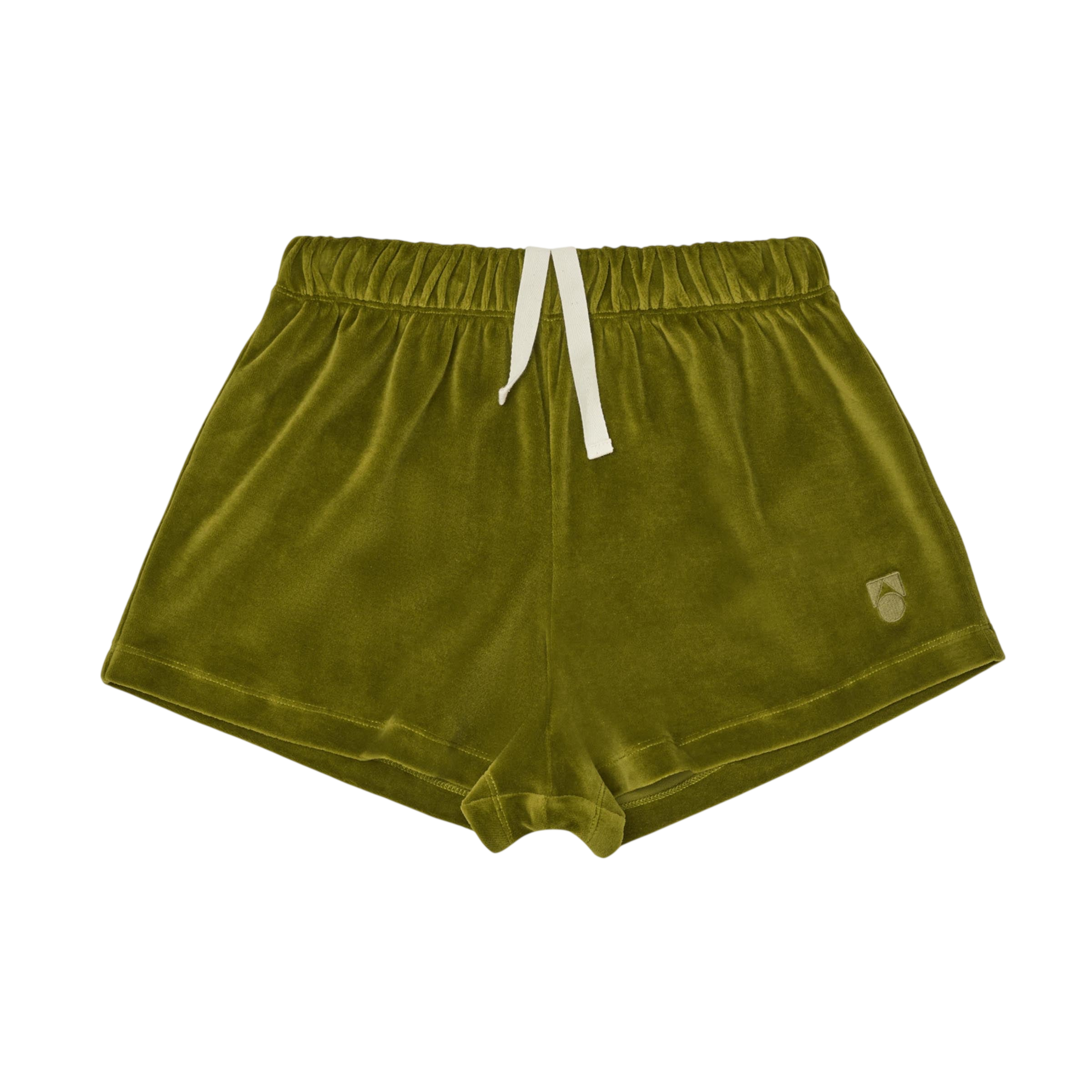 Avocado velour shorts