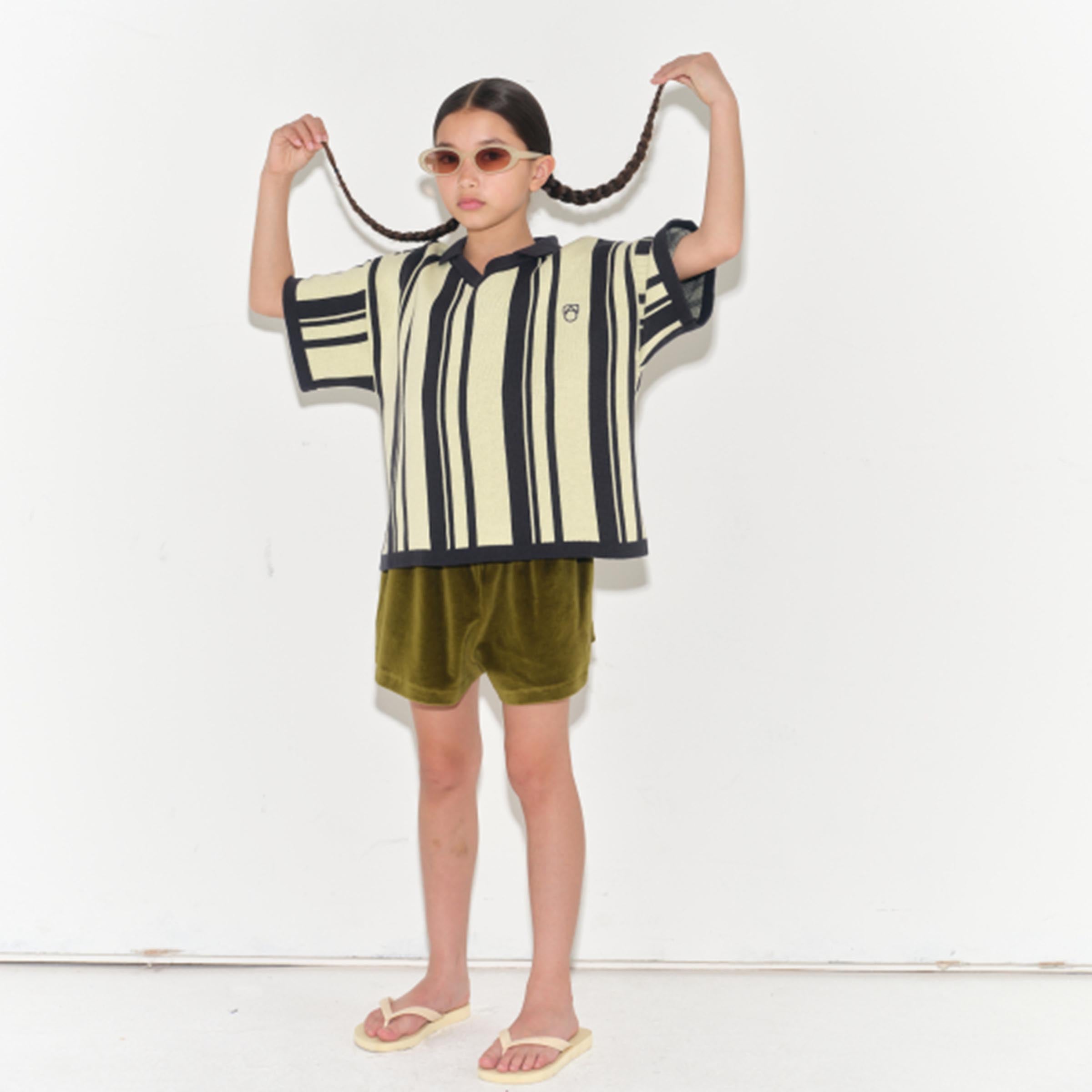 Avocado velour shorts