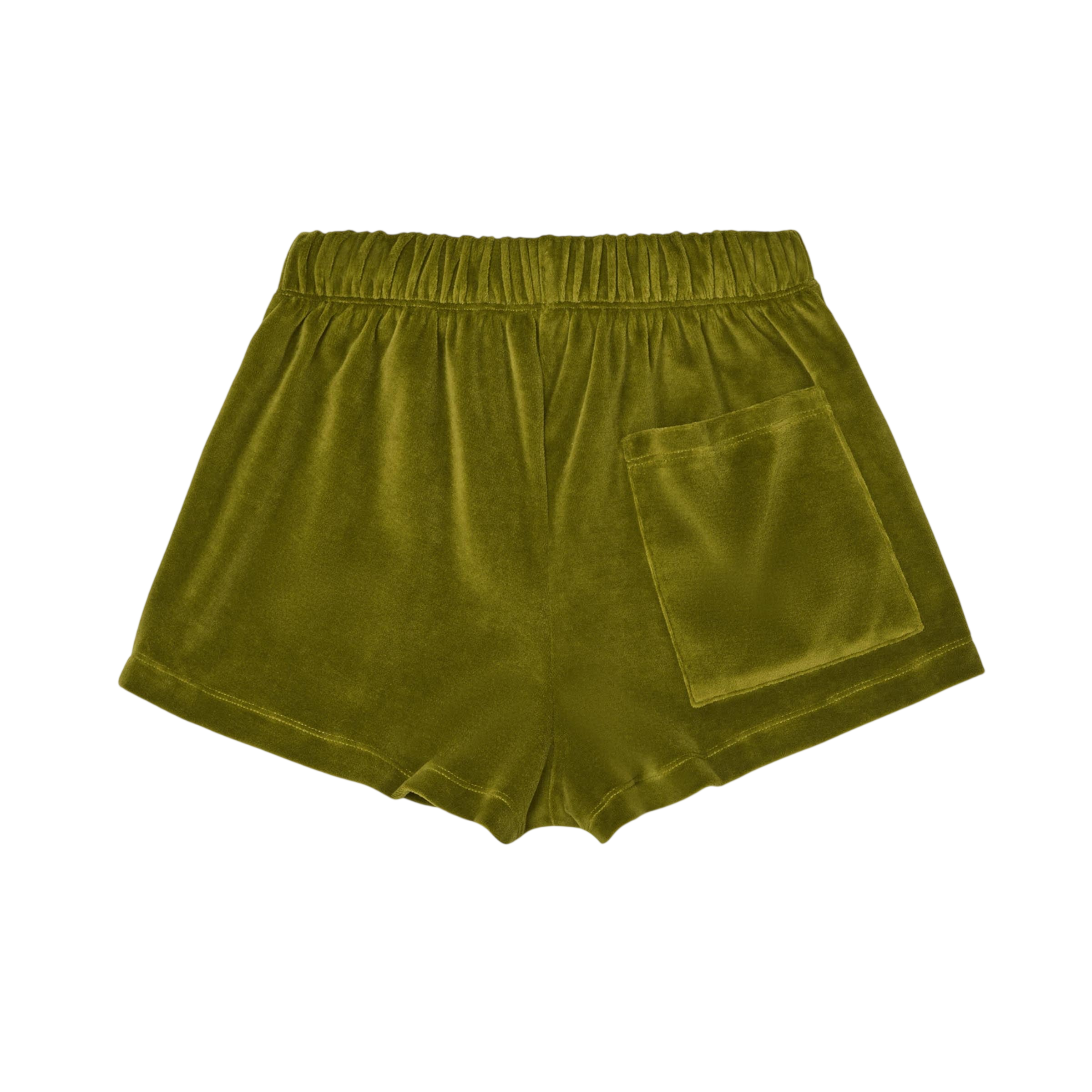 Avocado velour shorts