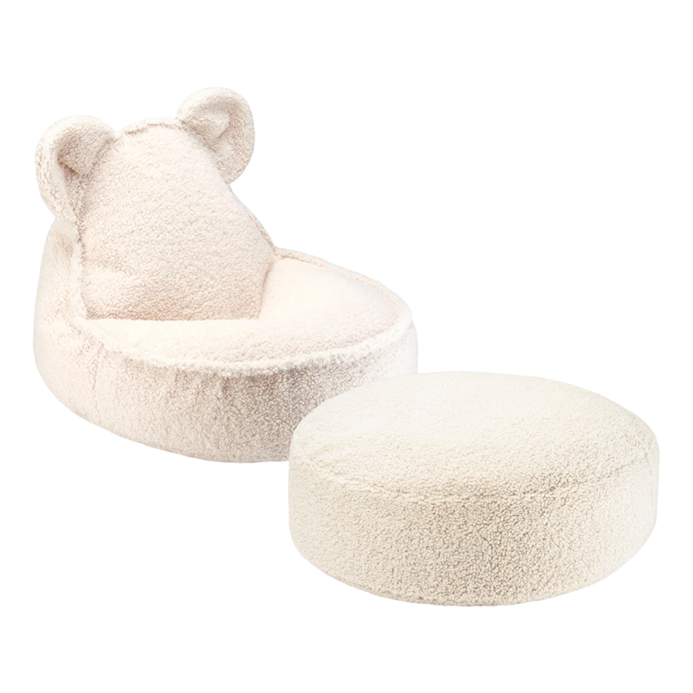 Wigiwama Sitzsack Teddy und Ottoman Set Cream White