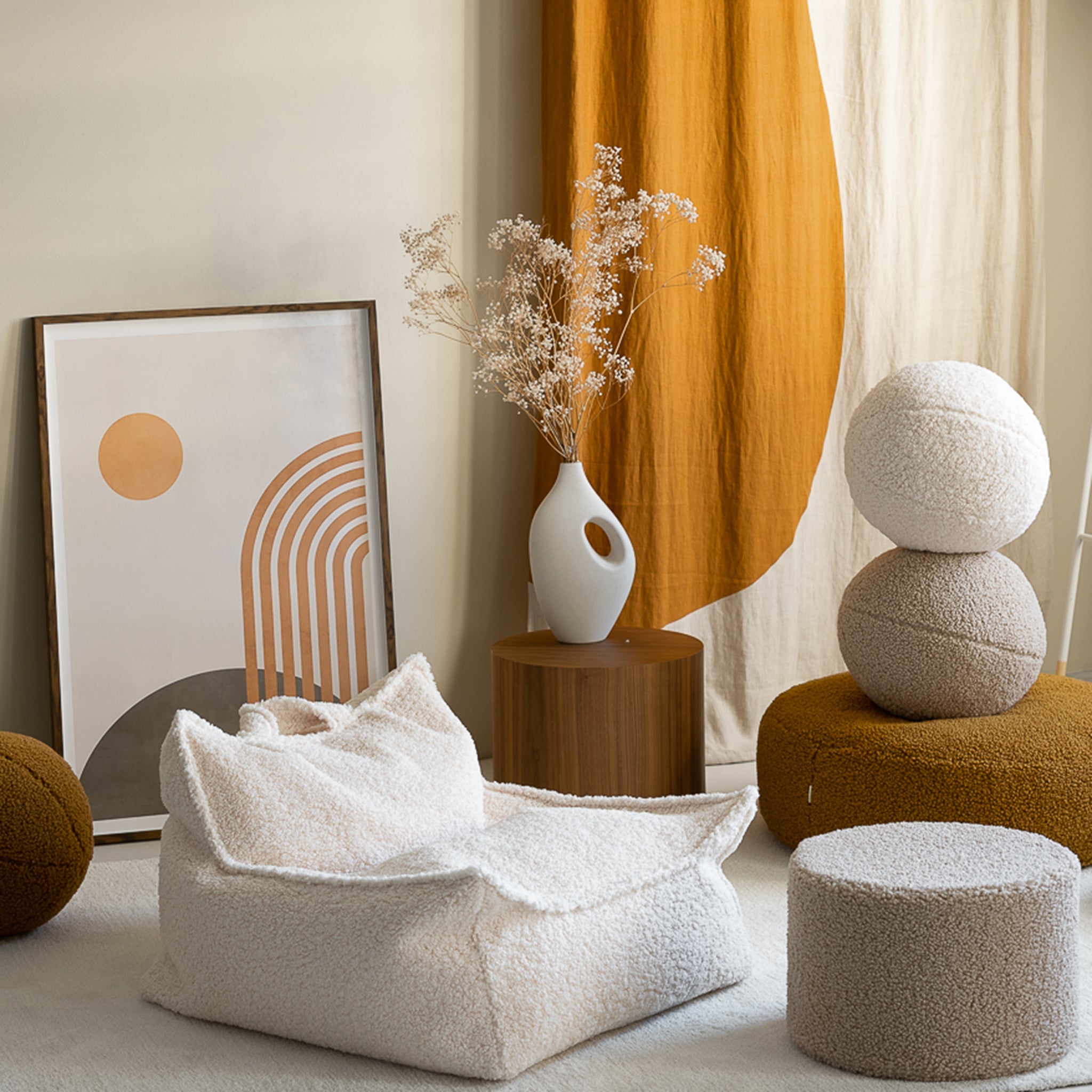 Cream White Beanbag Chair