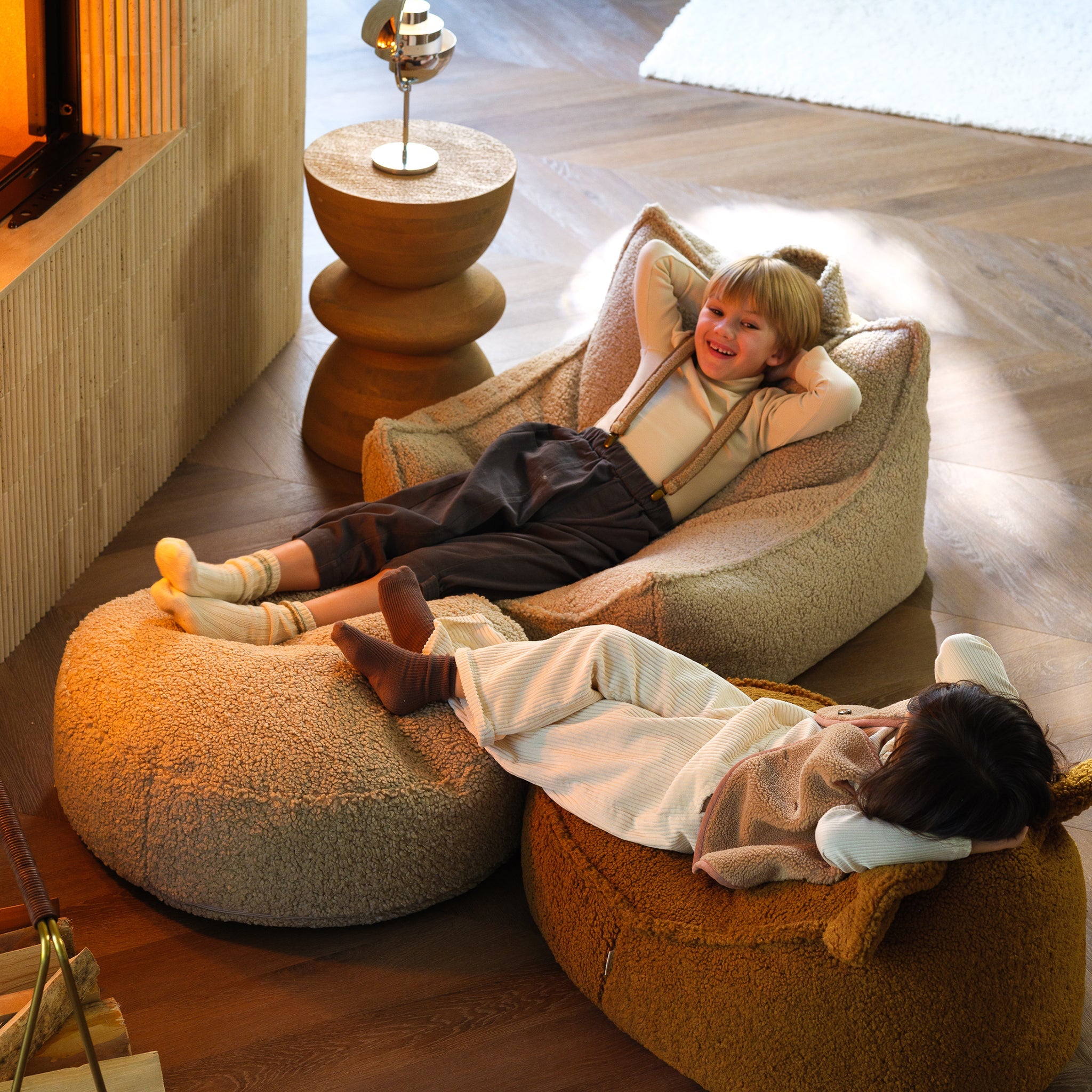 Biscuit Beanbag Chair and Ottoman Set