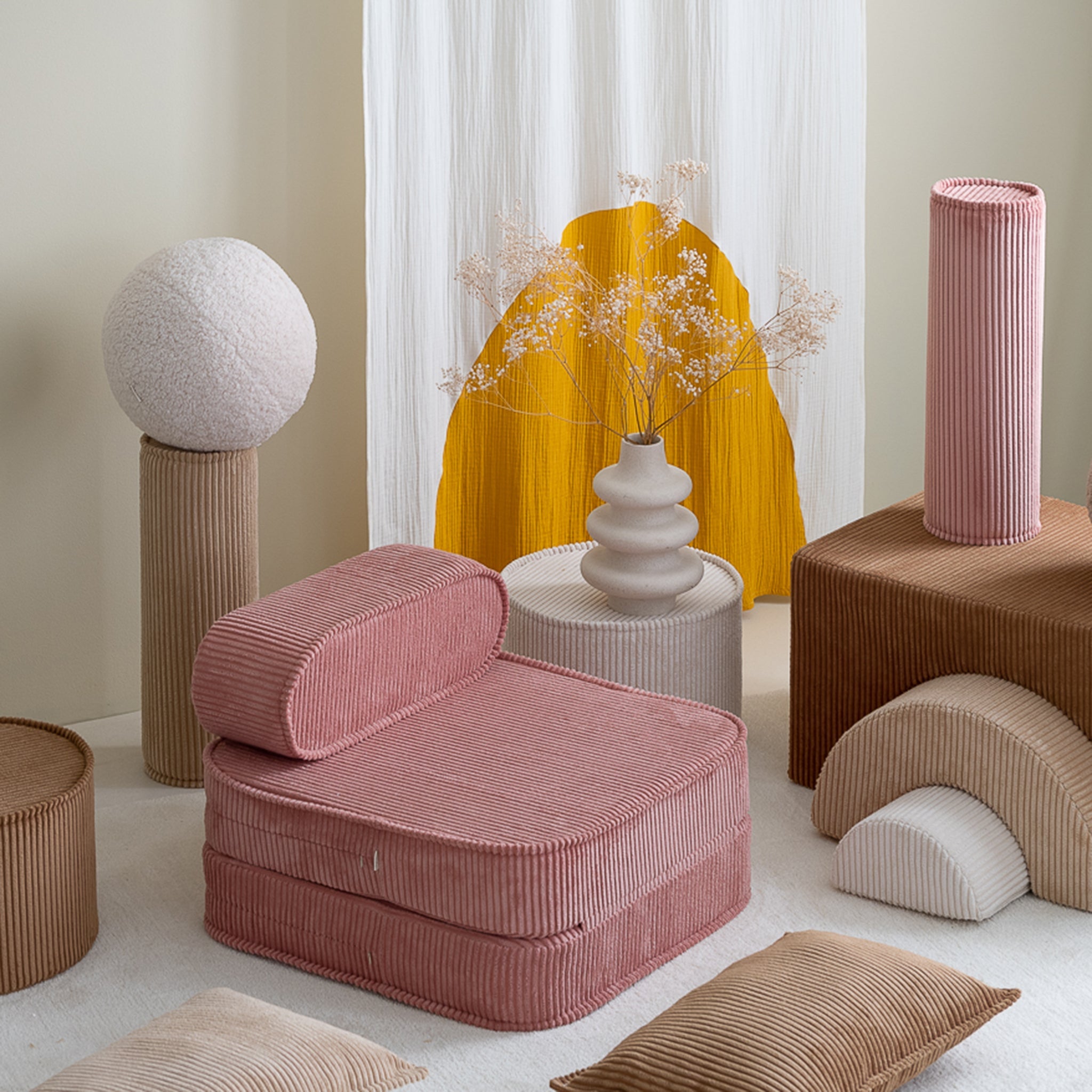 Wigiwama Tête de lit pliante Mousse rose