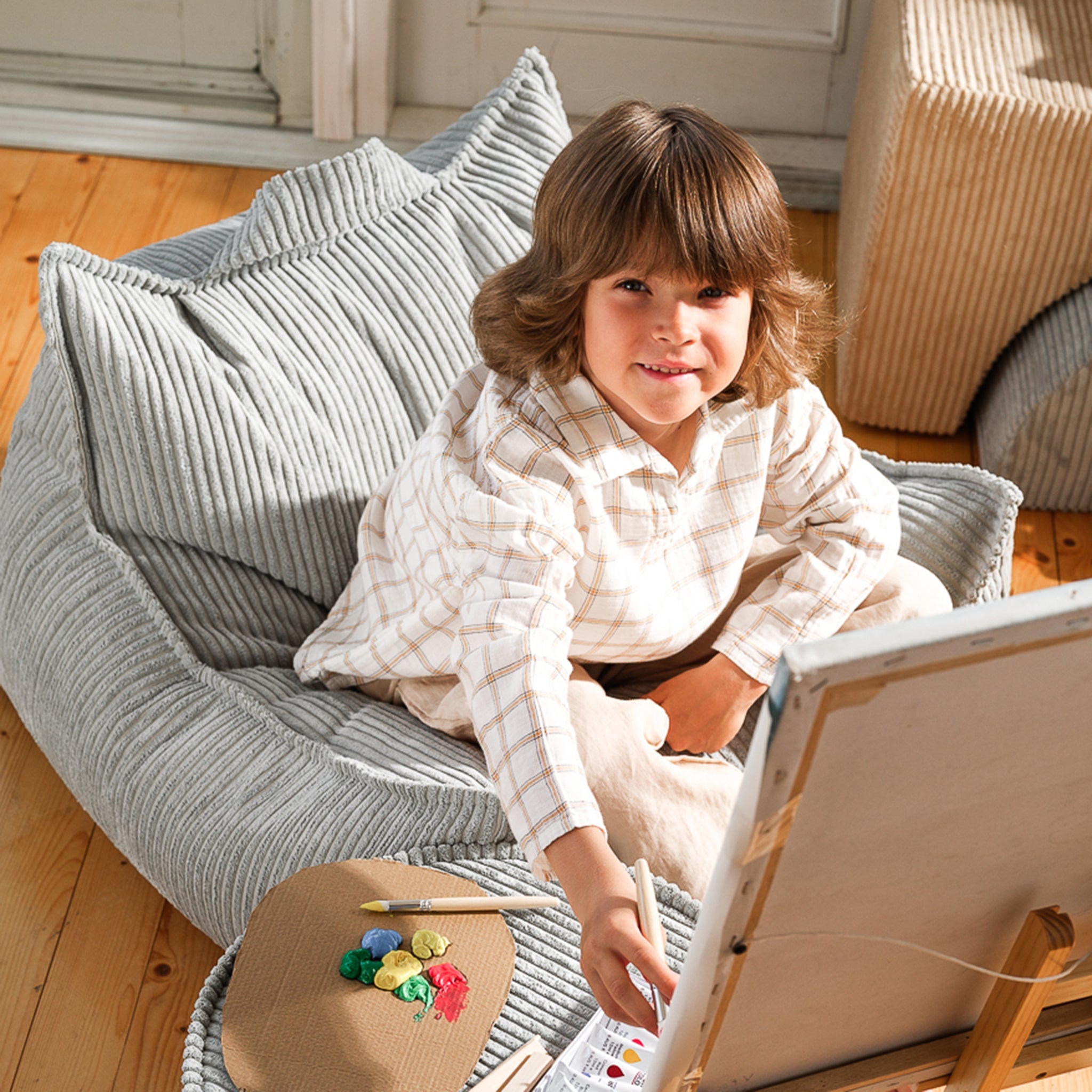 Peppermint Green Chaise et pouf Beanbag Set