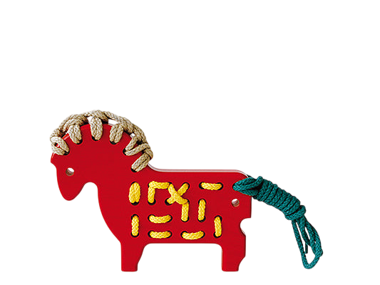 Naef Jeu en bois Poney à ficelle rouge