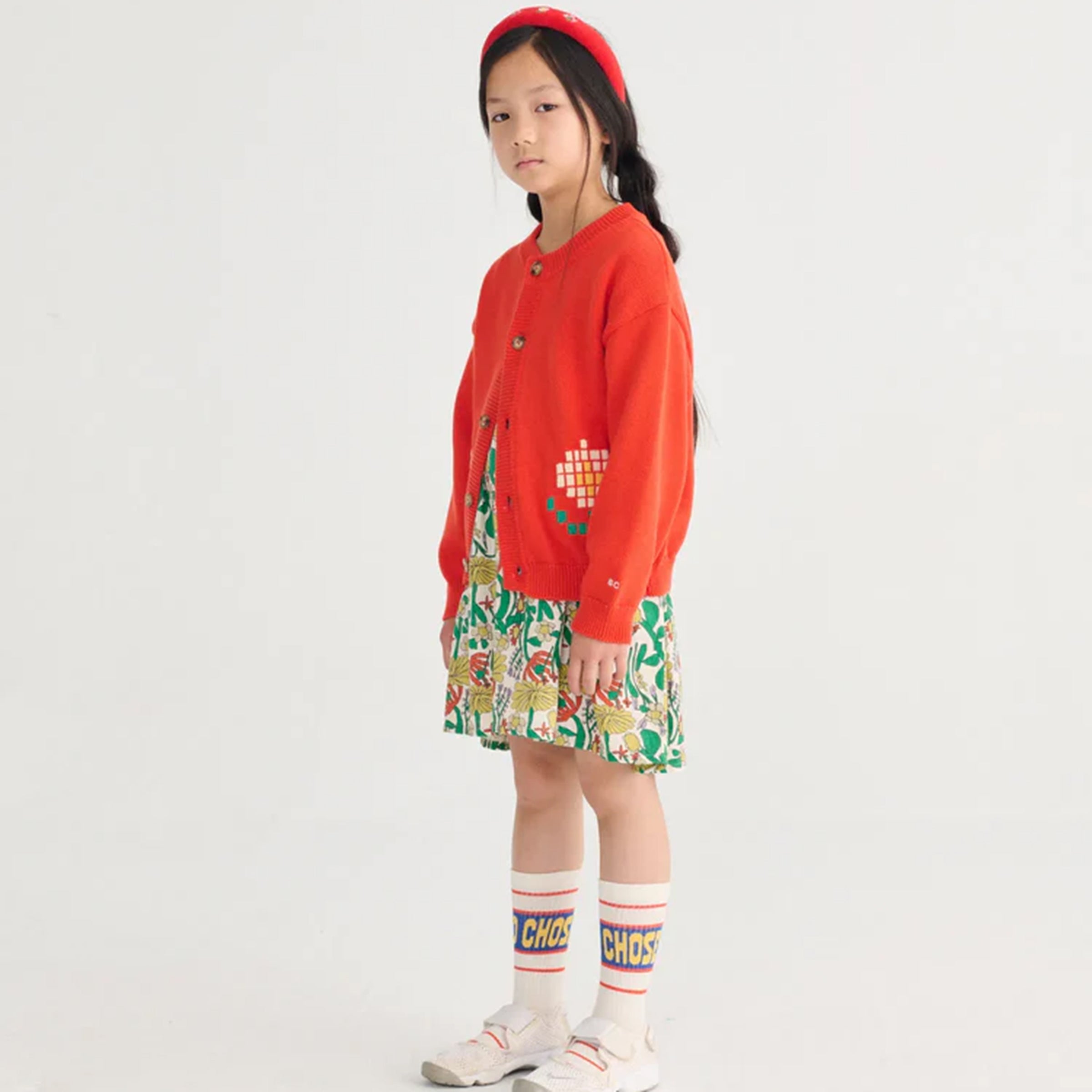 Cardigan Pixel Daisy Red