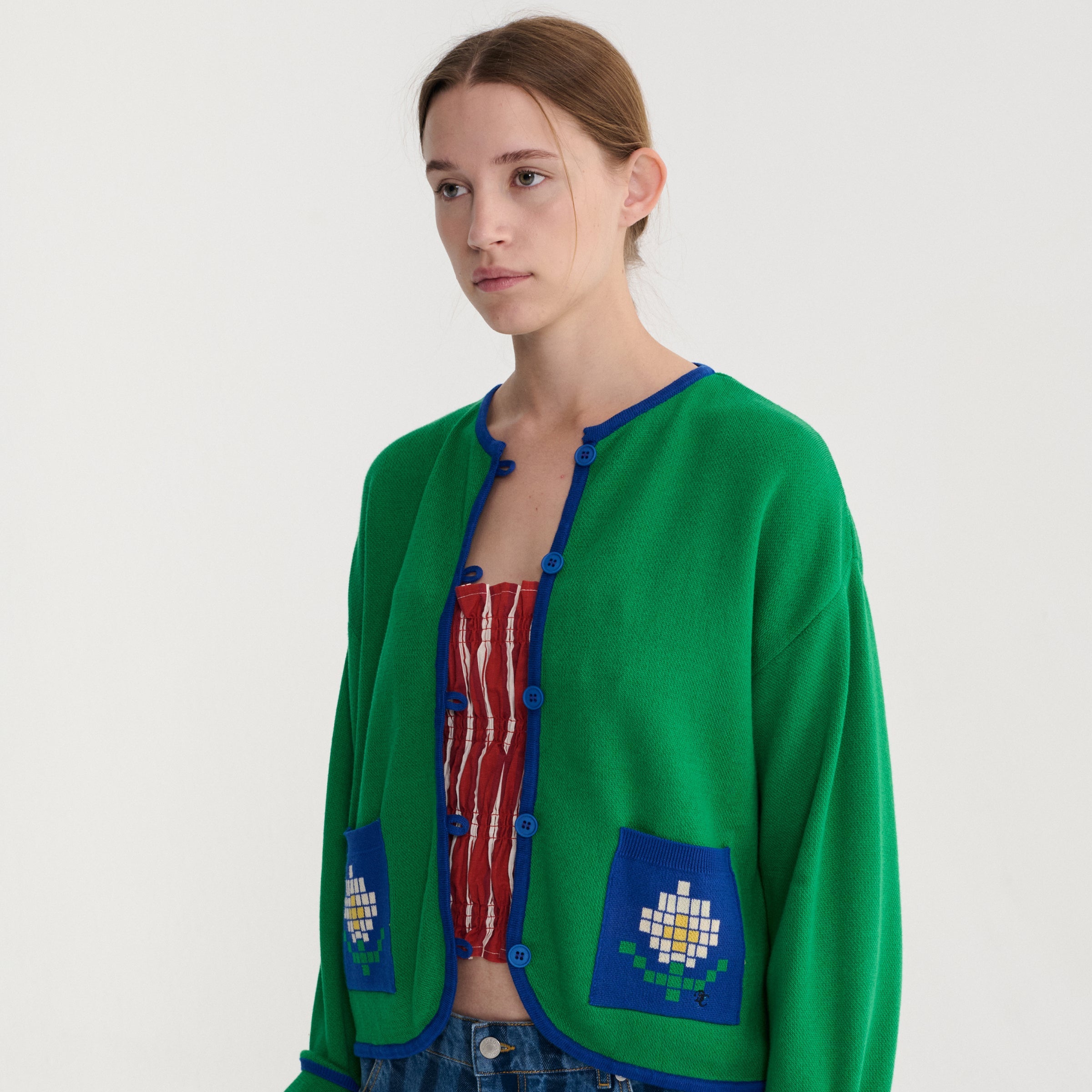 Adult Strickjacke Pixel Daisy