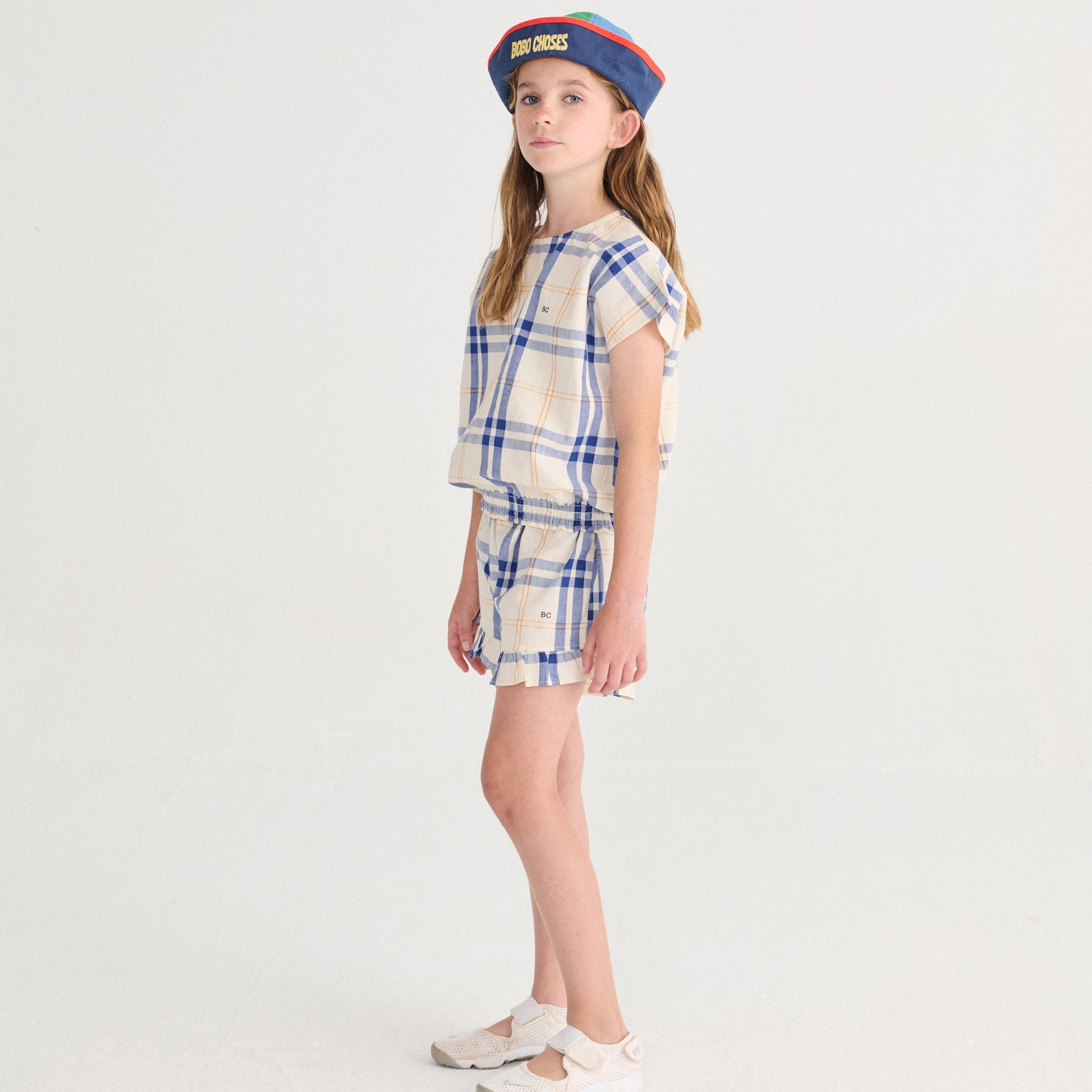 Short Fun Tartan blanc cassé