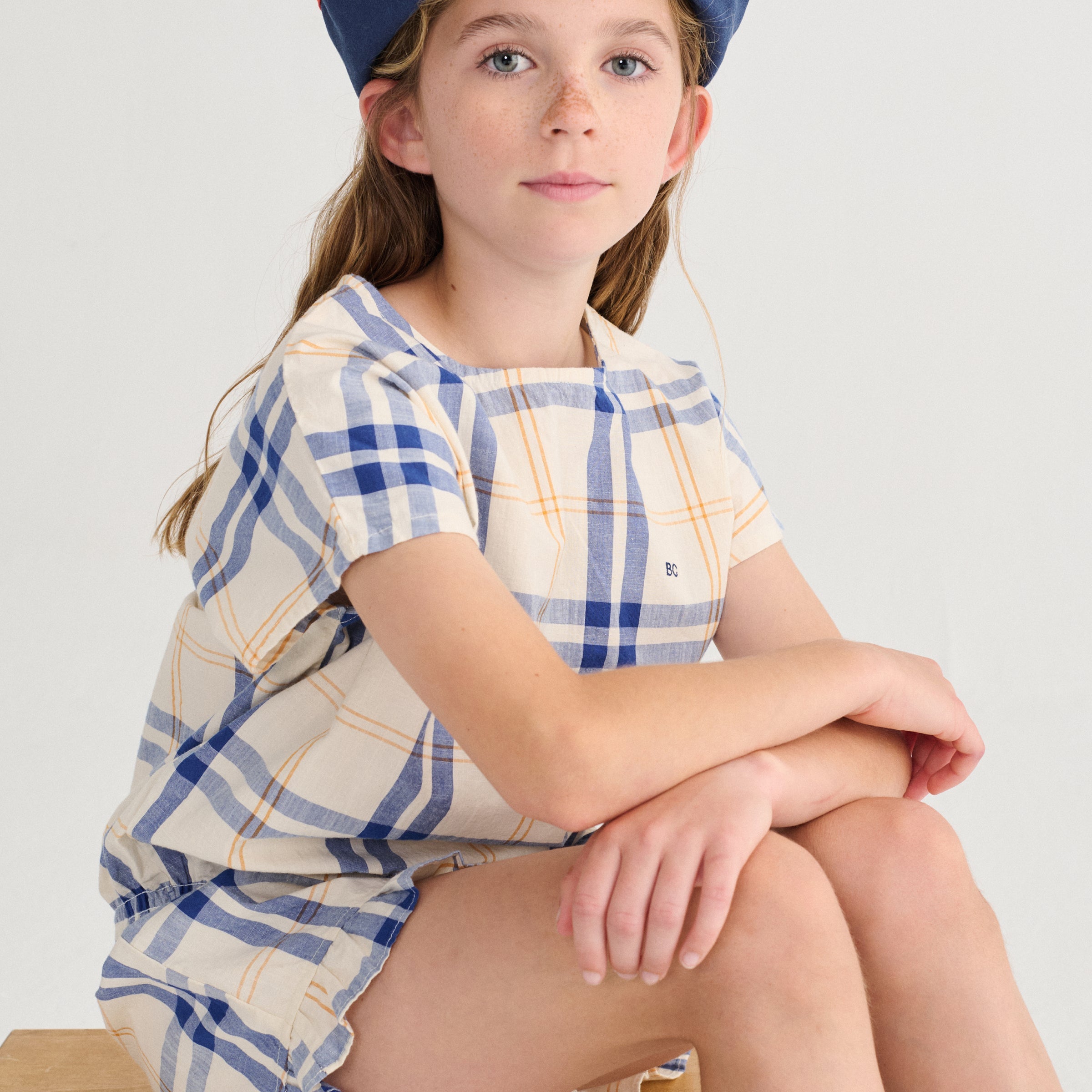 Short Fun Tartan blanc cassé