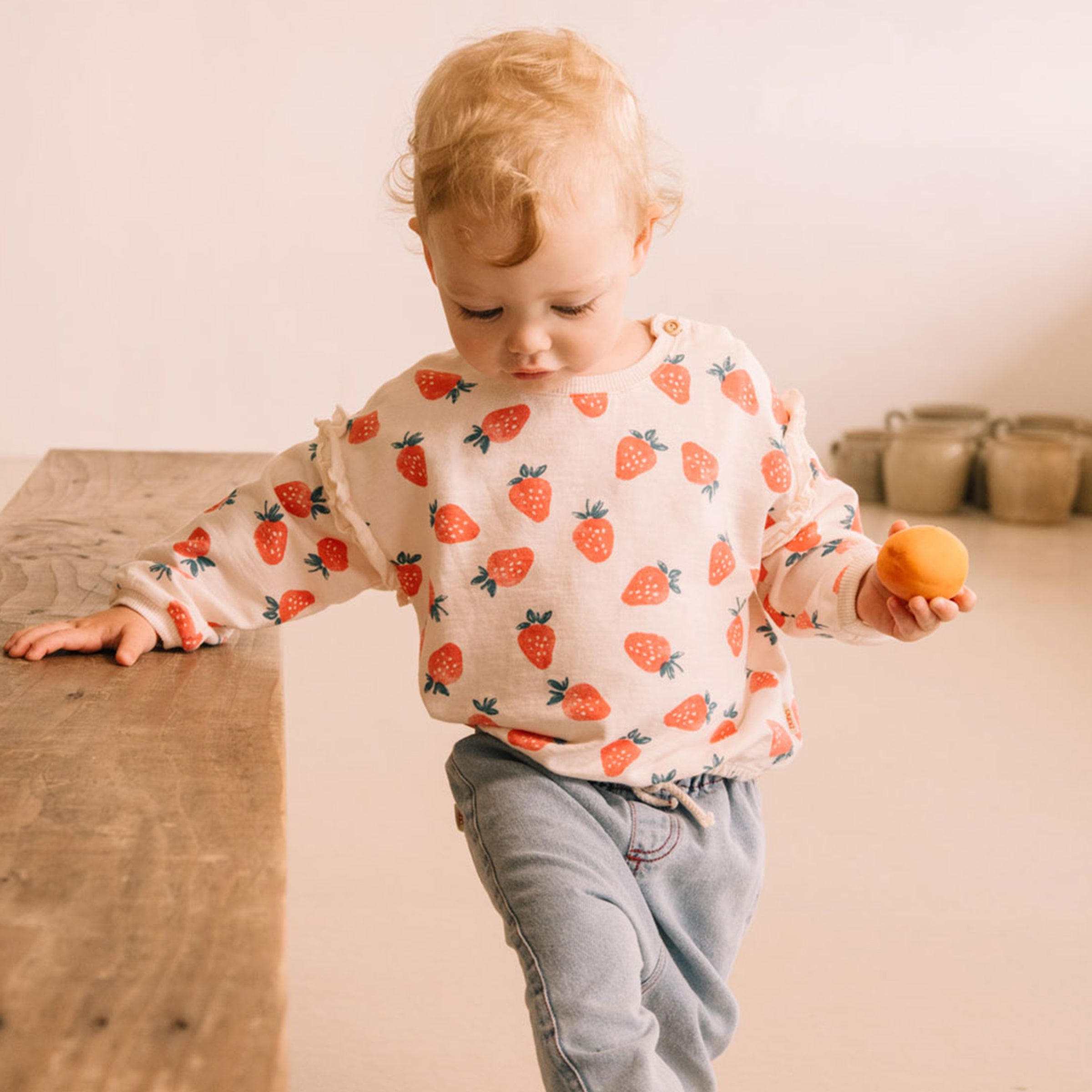 Baby Sweatshirt Strawberry Cream Pink