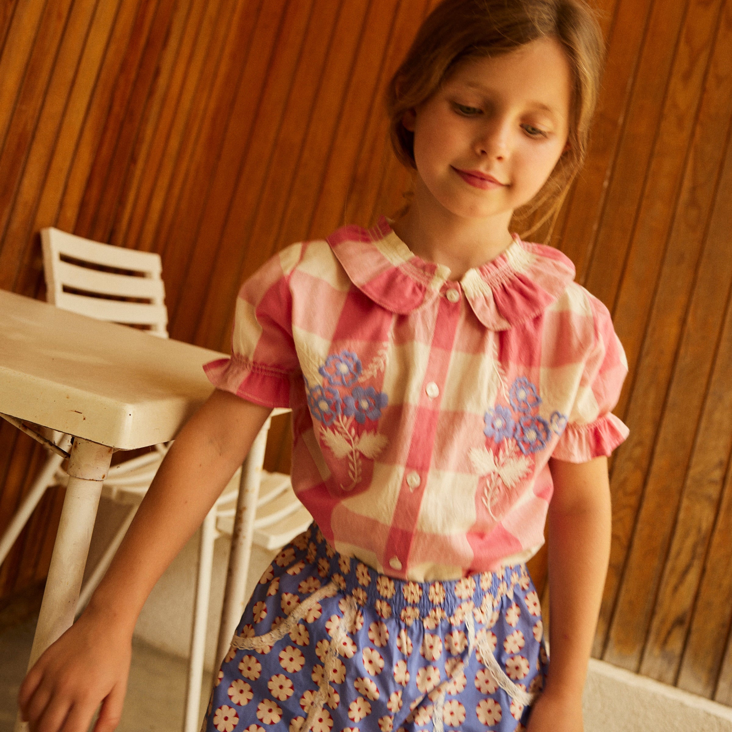 Bluse Carlina Check Rose