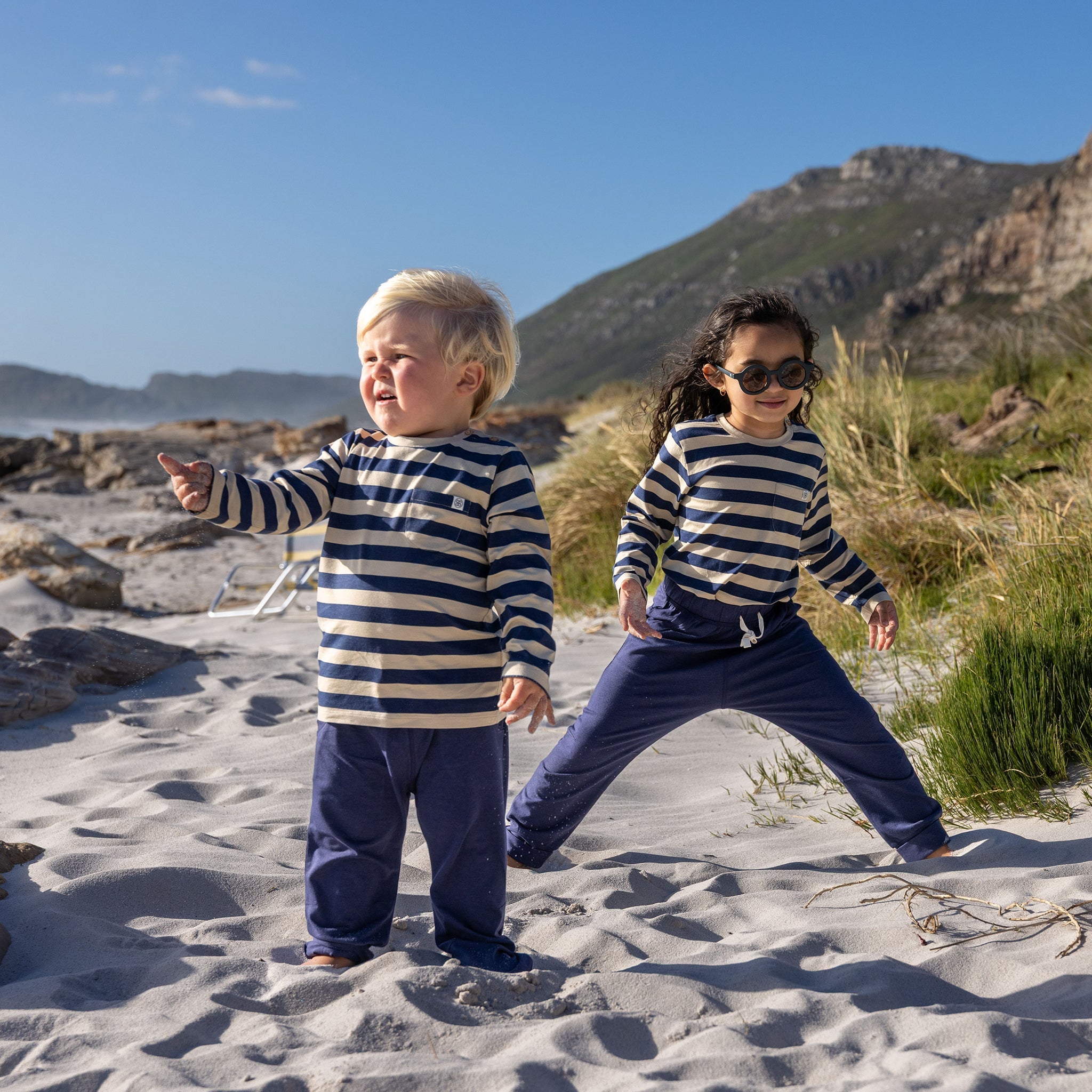 UV protection long-sleeved shirt UVP 50+ Navy/Sandy Stripe
