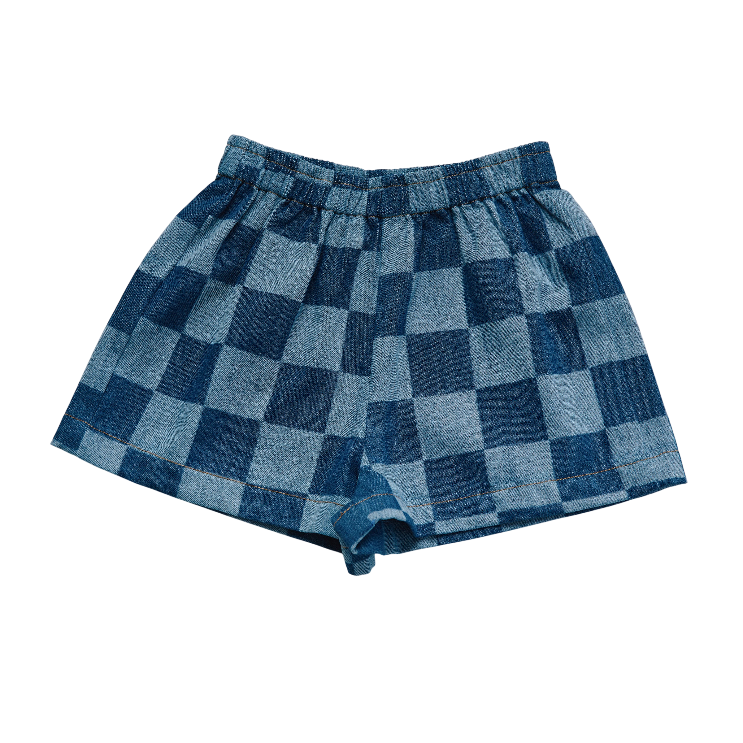Frankie Checkerboard Denim Short Denim