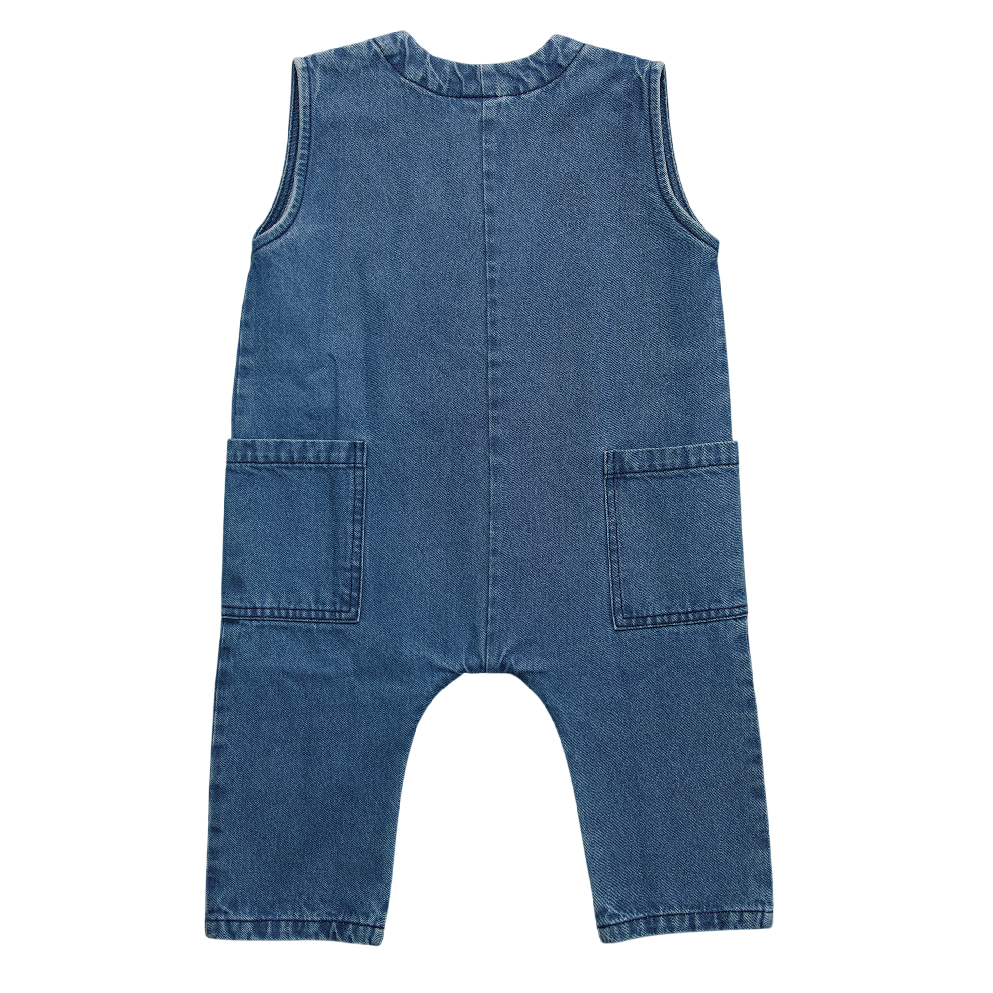 Combinaison en denim sans manches Wren Bleu Denim