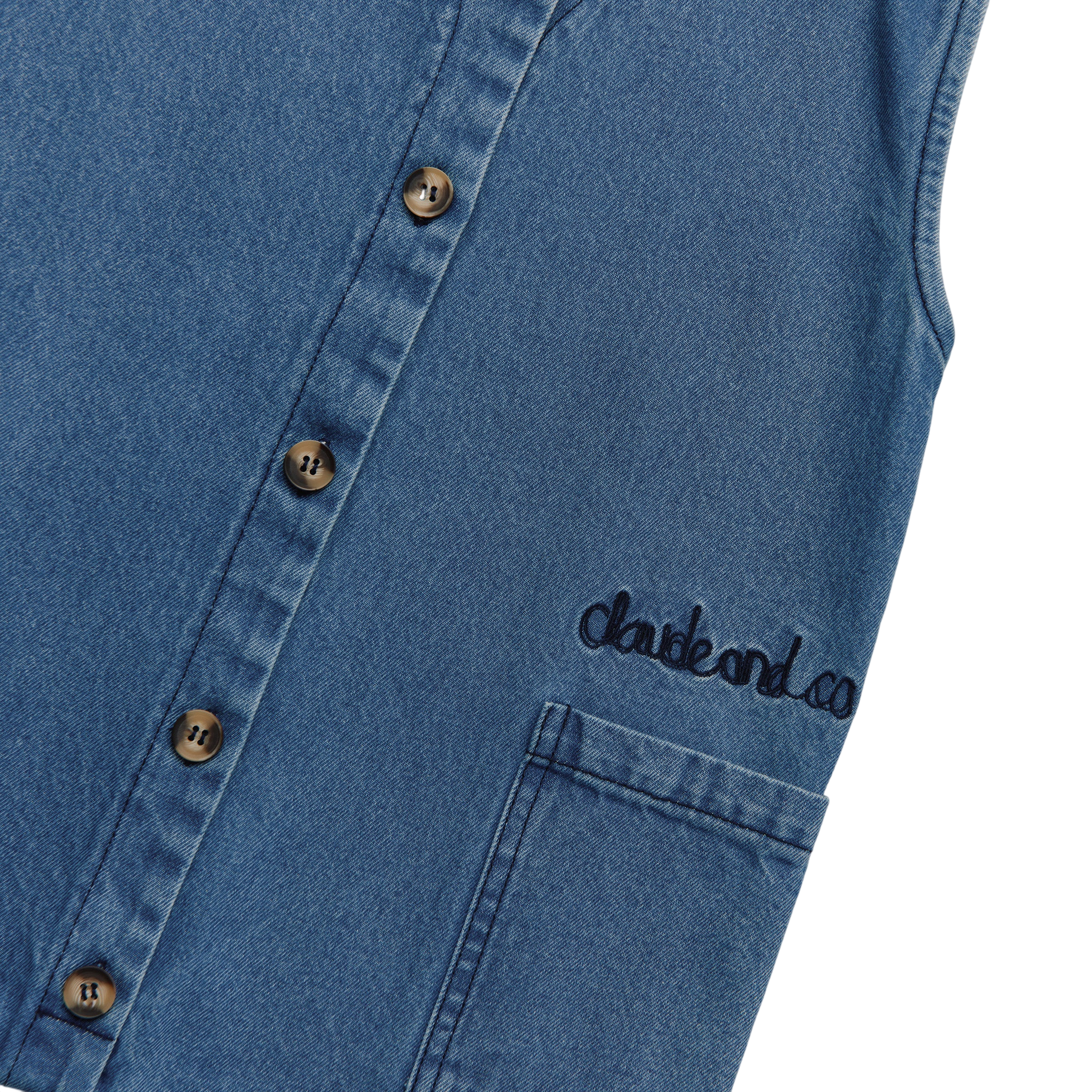 Combinaison en denim sans manches Wren Bleu Denim