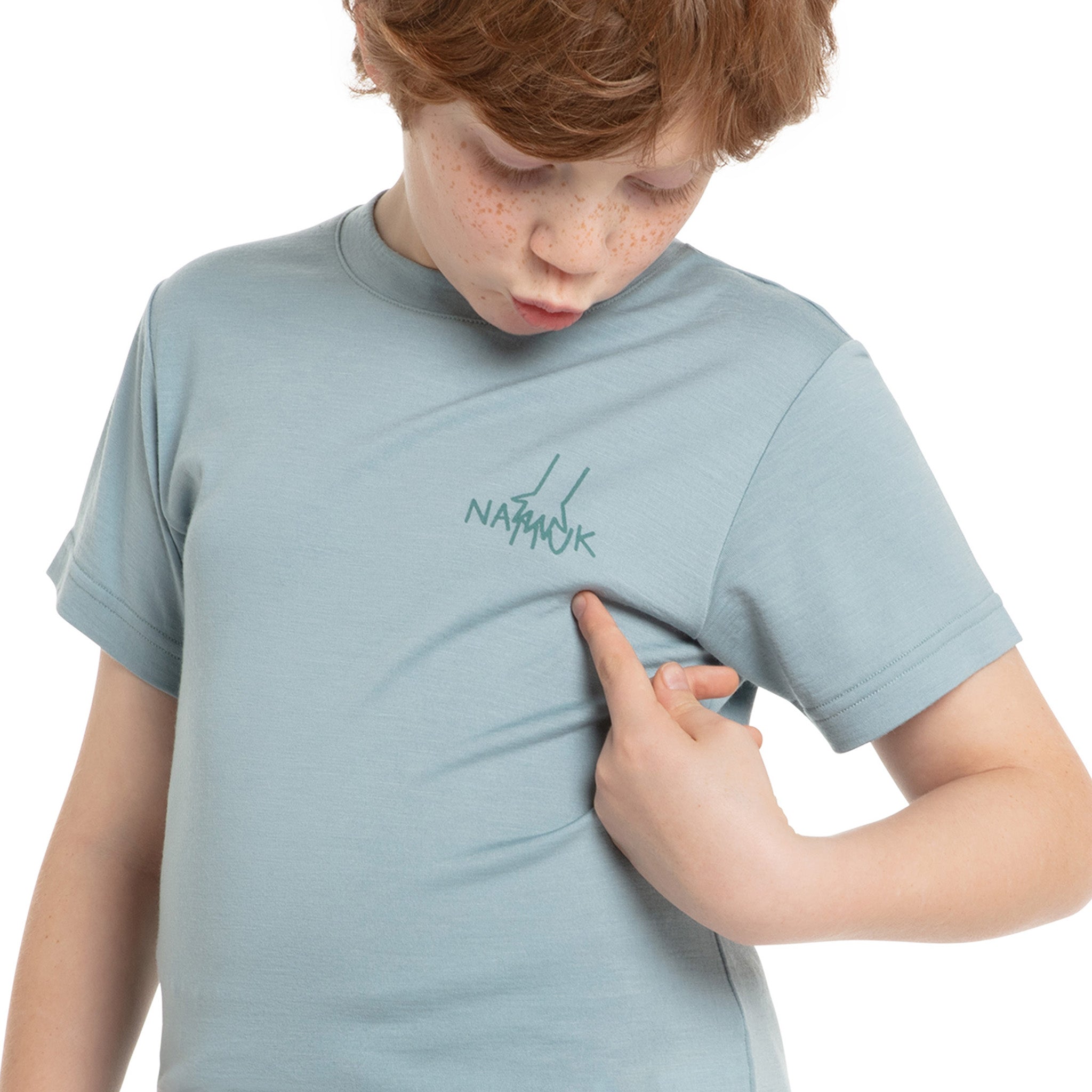 T-shirt Dea Merino "Helping hands" Ice blue