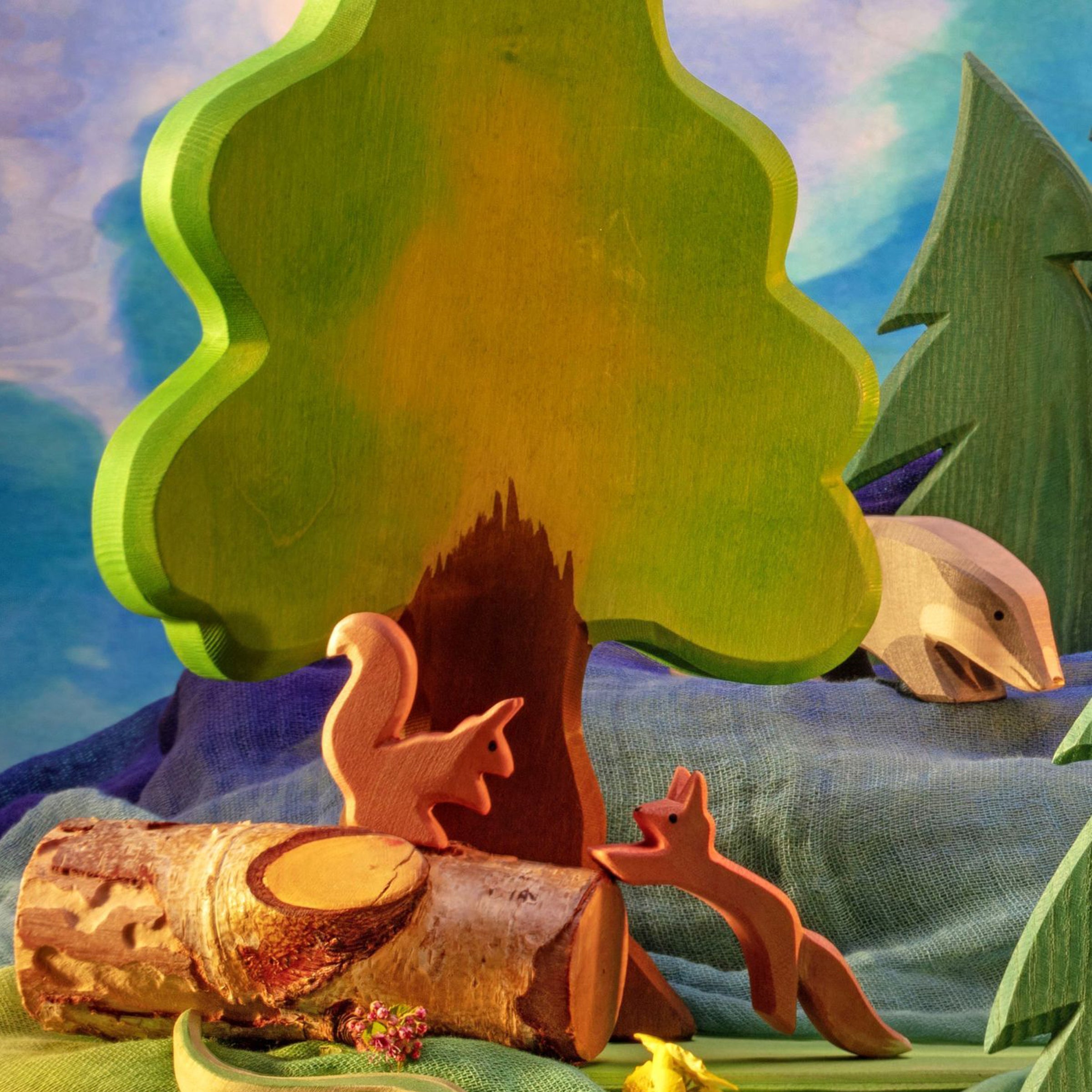 Ostheimer squirrel jumping wood