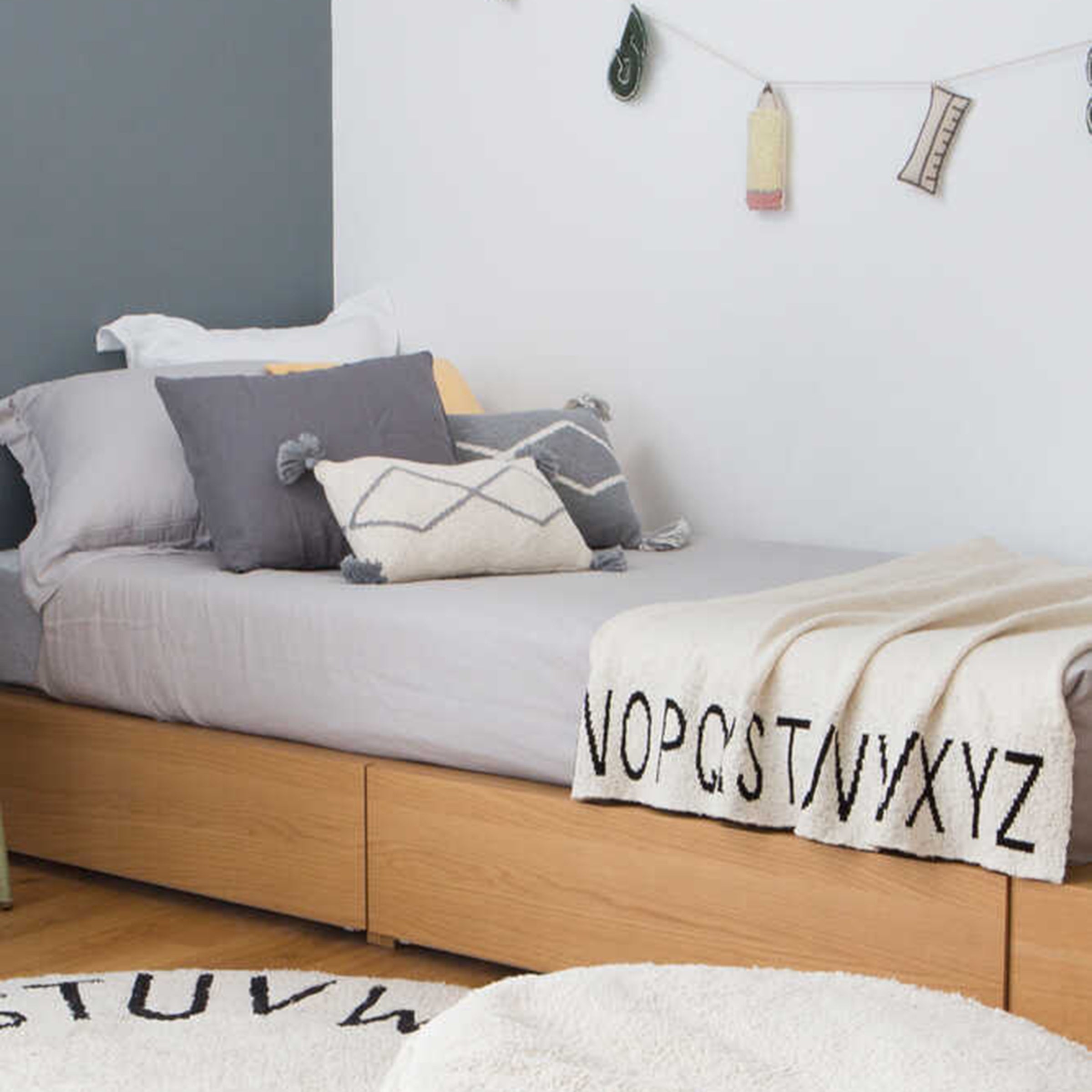 Strickdecke ABC Natural / Black