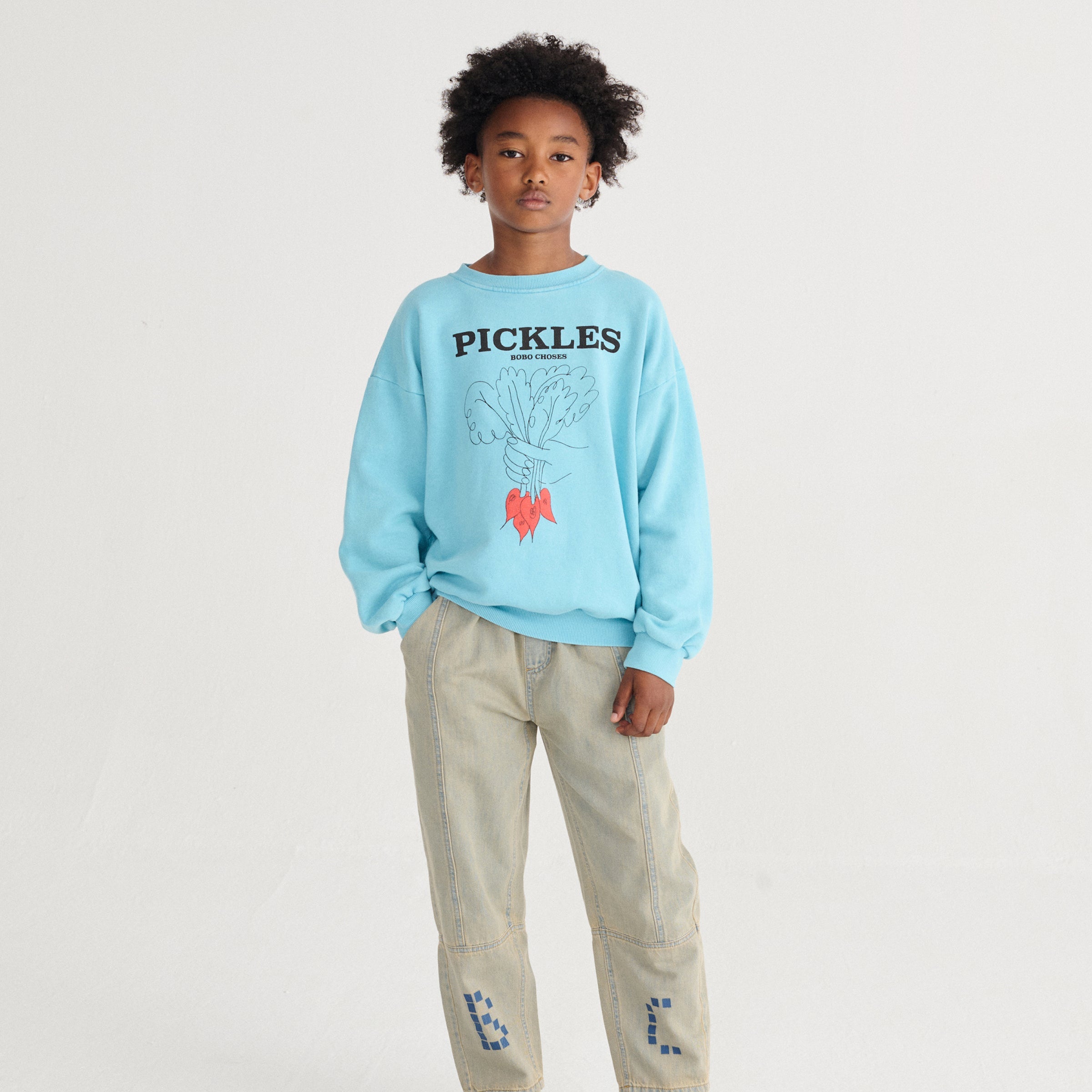 Sweat-shirt Bunch Of Vegetables Light Blue