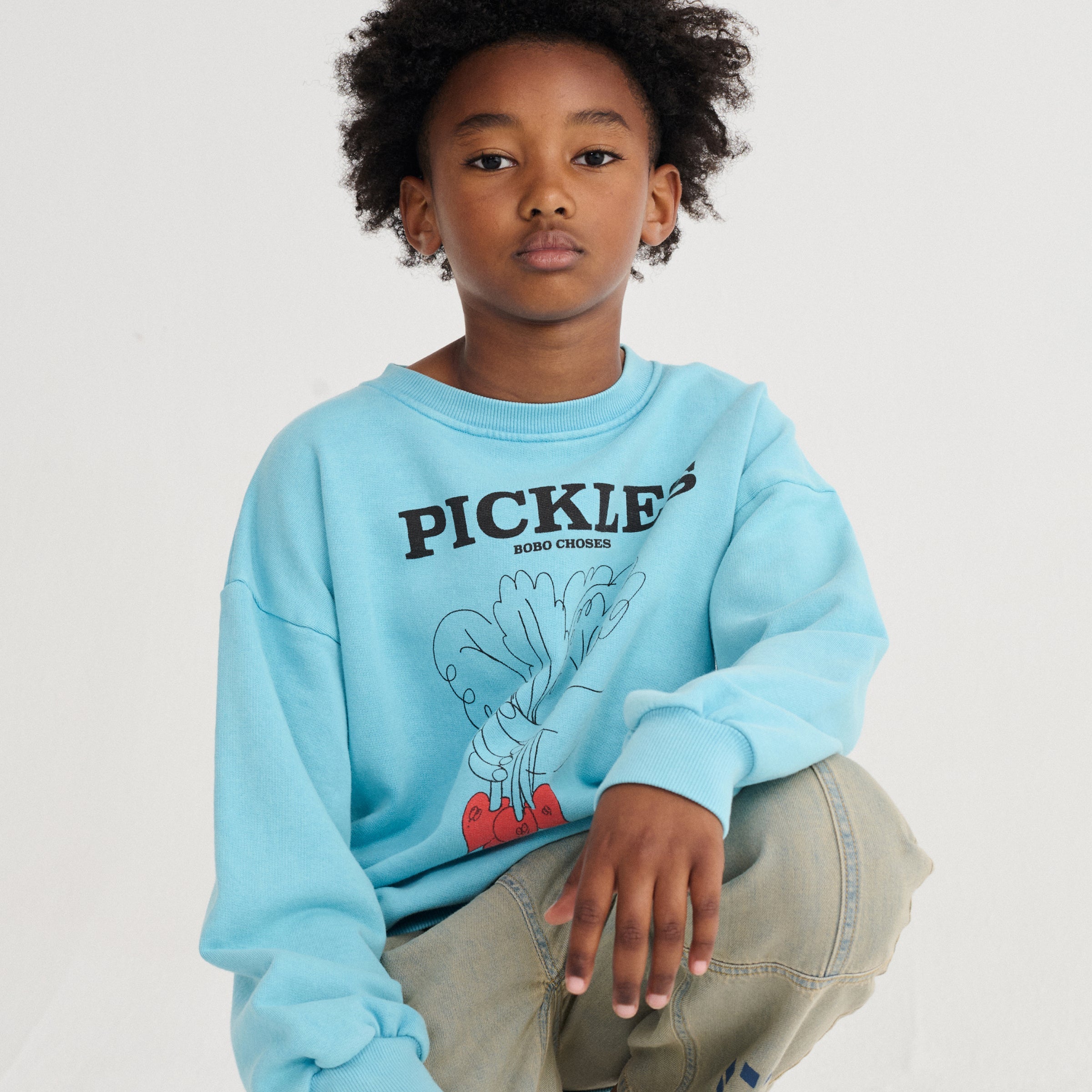 Sweat-shirt Bunch Of Vegetables Light Blue