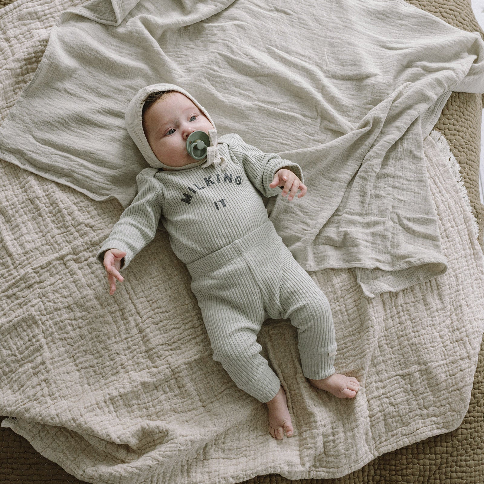 Baby Leggings Rib Cuff Pistachio