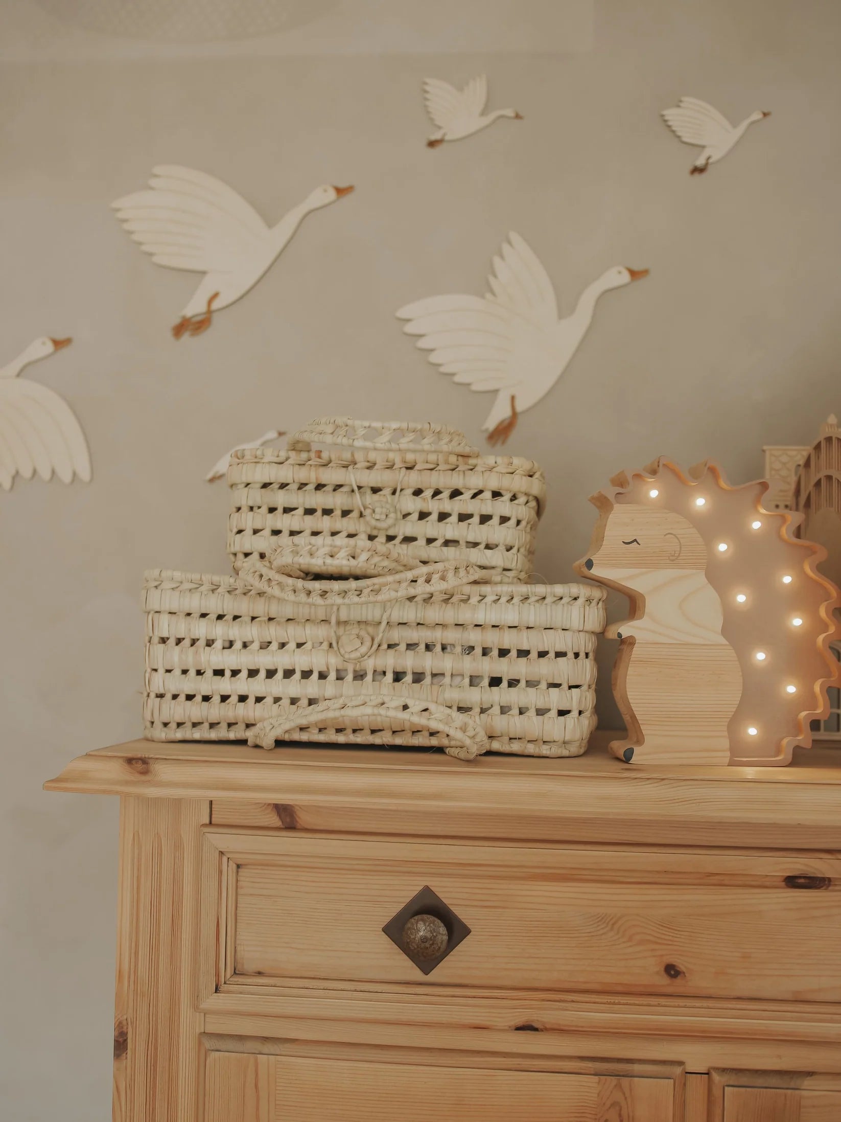 Large woven suitcase