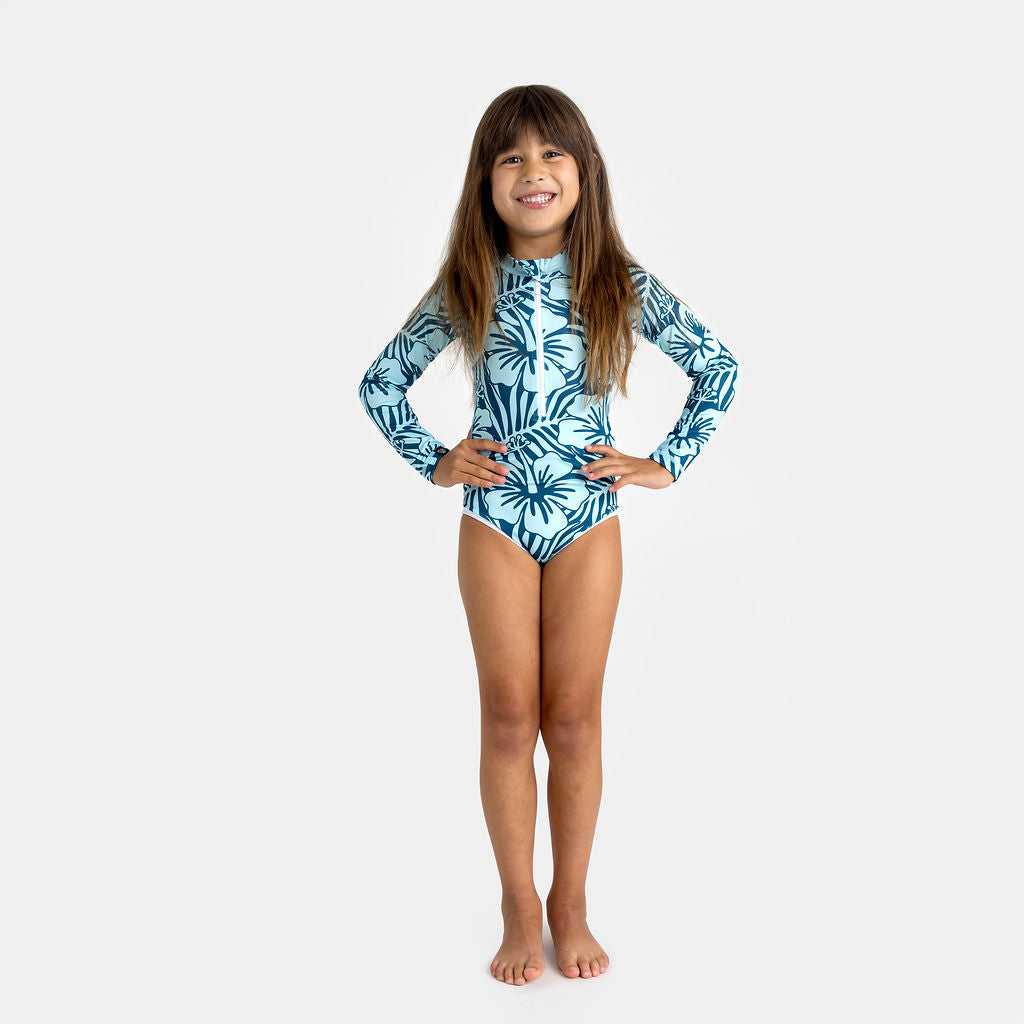 Swimsuit UPF 50+ Hibiscus Blue