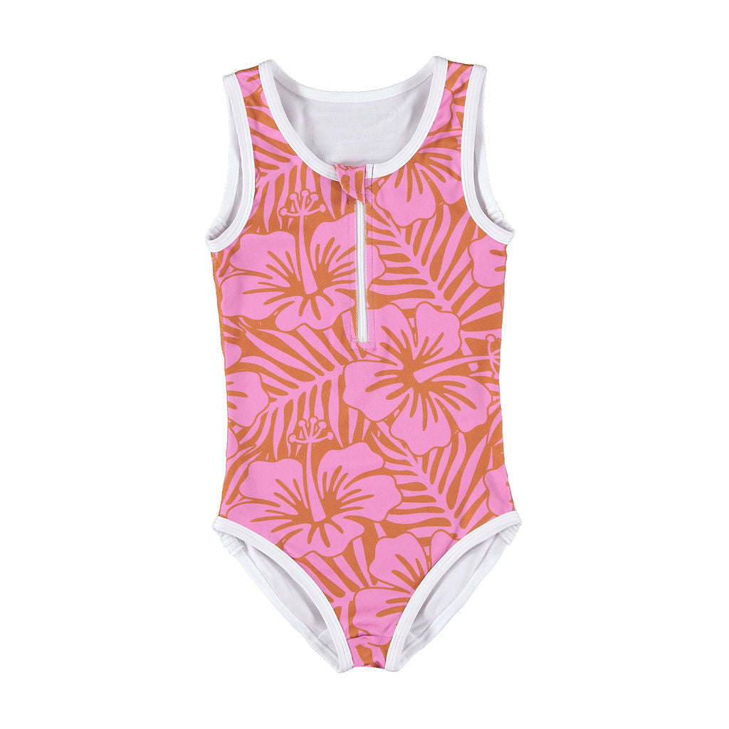 UV50+ MAILLOT DE BAIN ROSE HIBISCUS