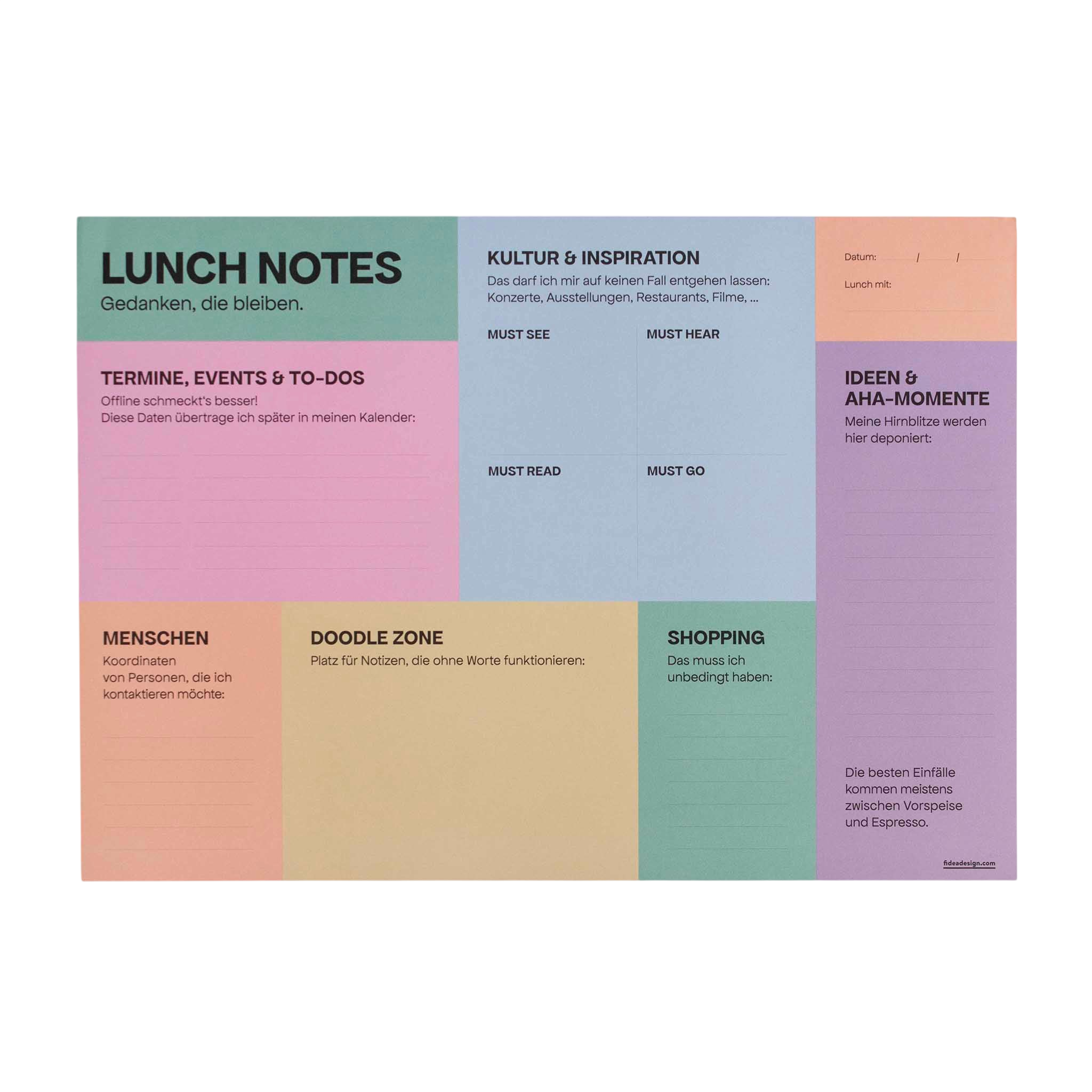 Tischset Lunch Notes
