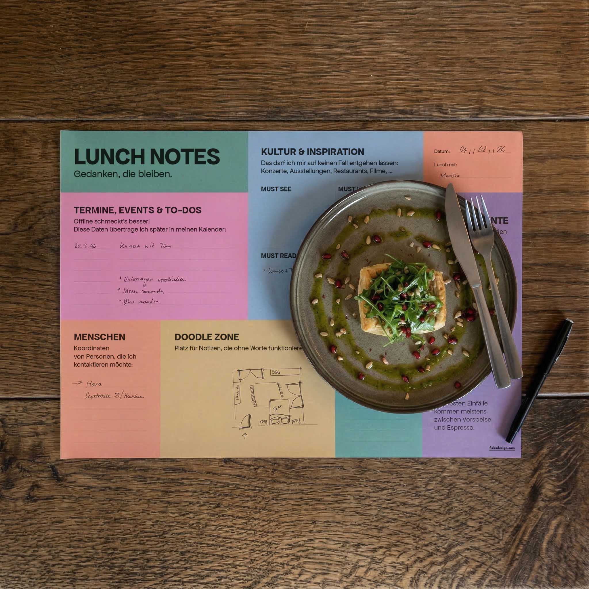 Tischset Lunch Notes