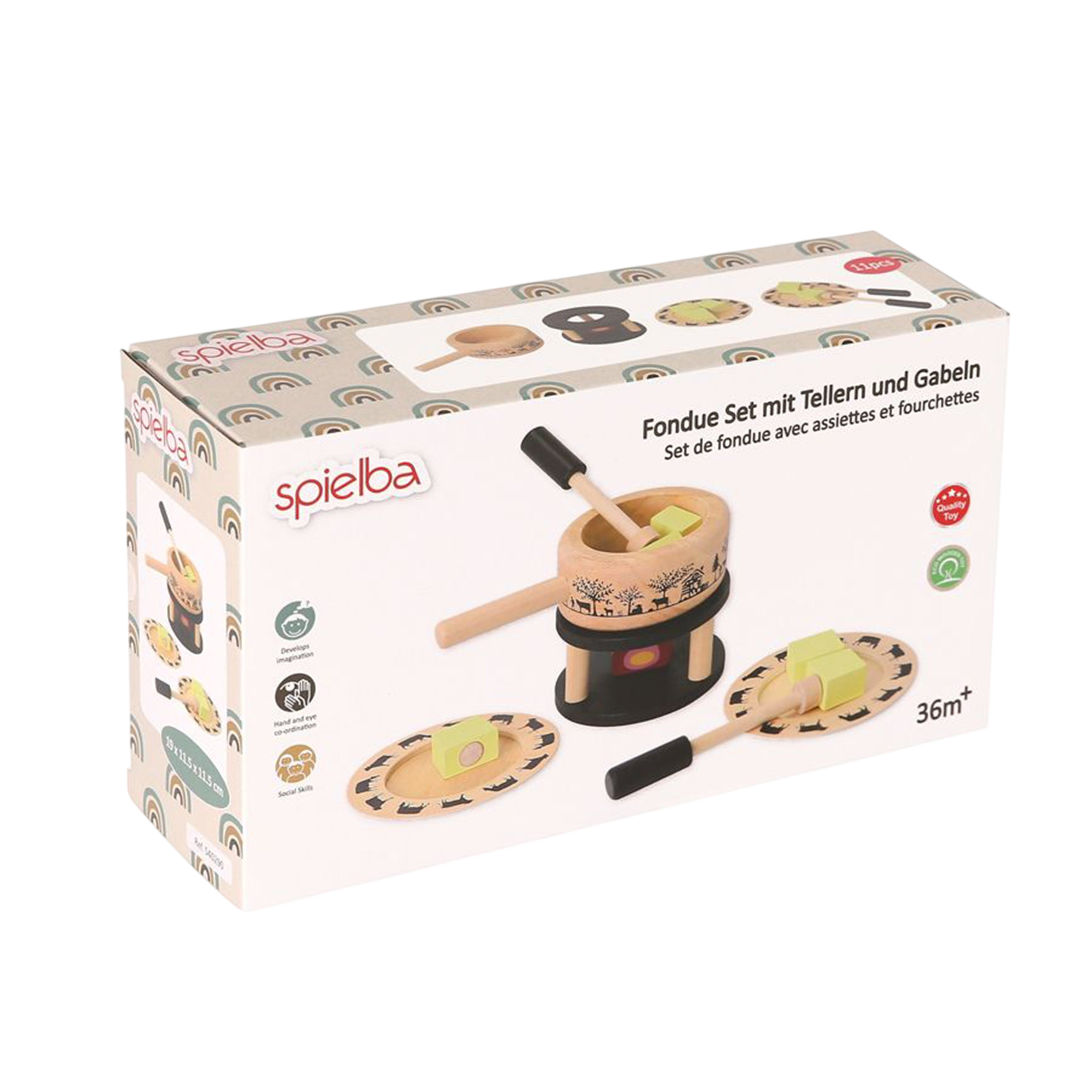 Spielba Set à fondue avec assiettes et fourchettes