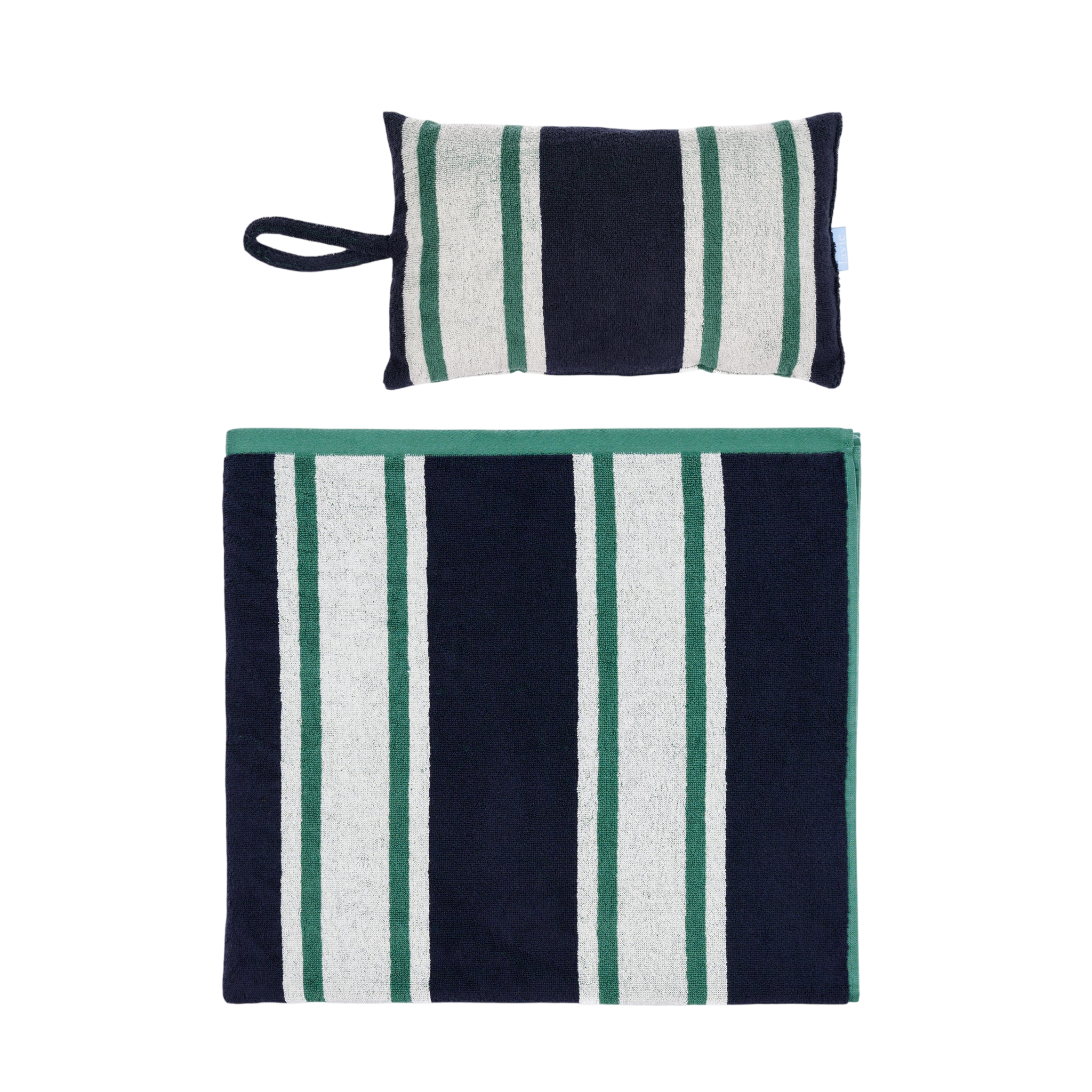 Strandtuch und -kissen Set Ada indigo/jade/undyed