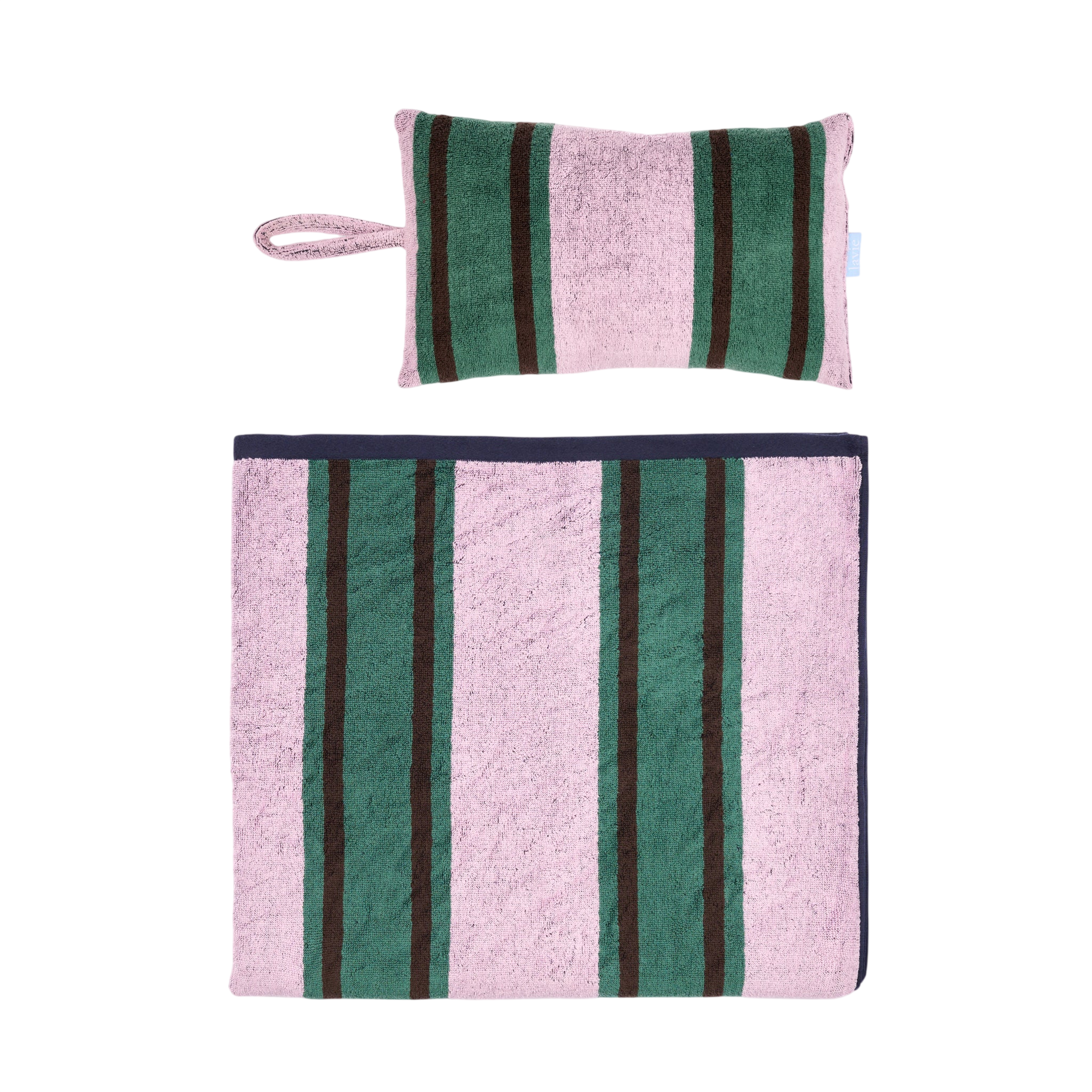 Strandtuch und -kissen Set Ada pink/jade/indigo
