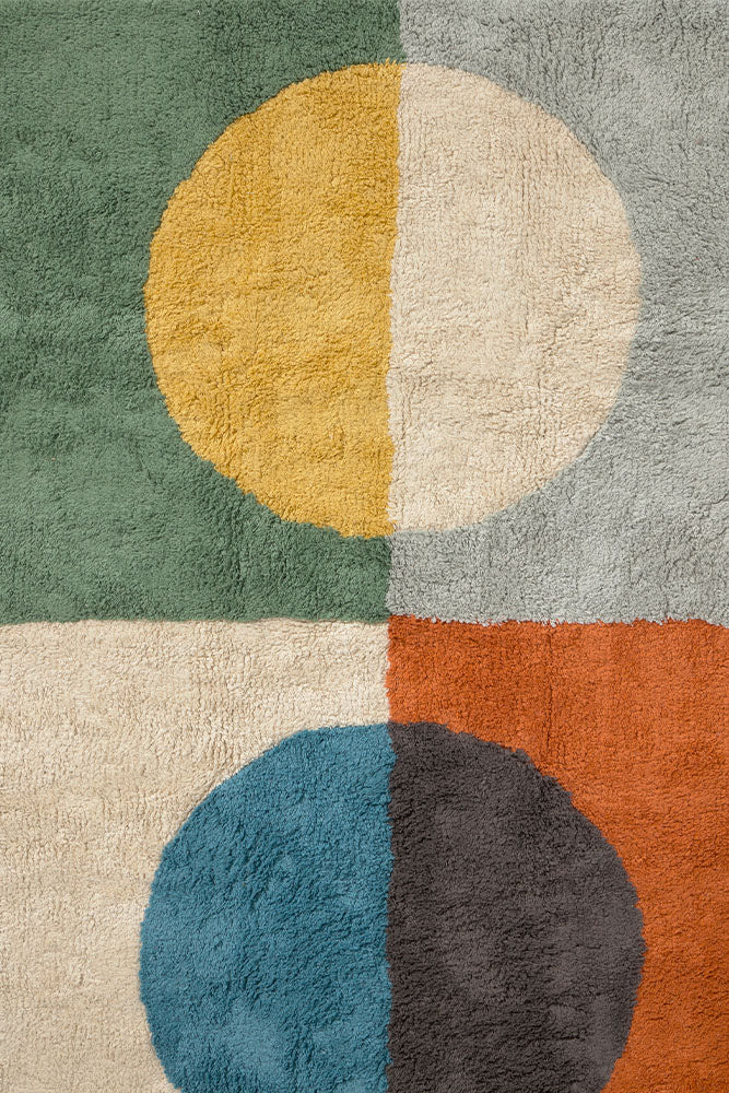 Tapis RugCycled Illusion Lens Bleu, Terrakota, Miel