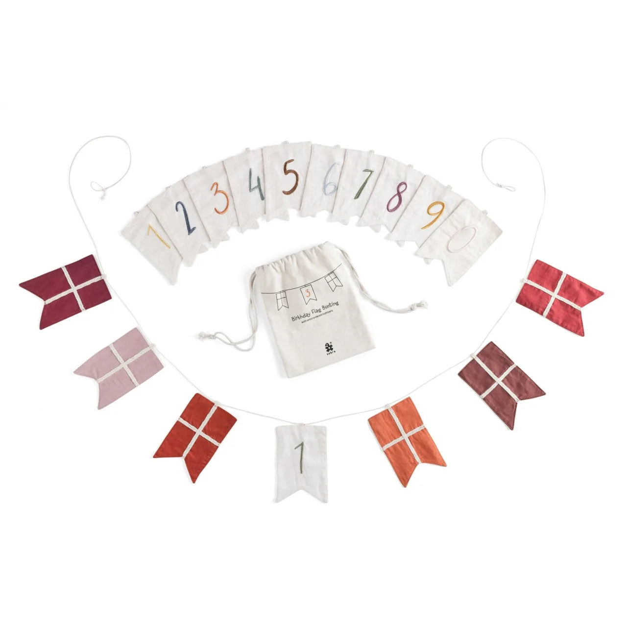 Pennant, birthday flag, numbers 0-9