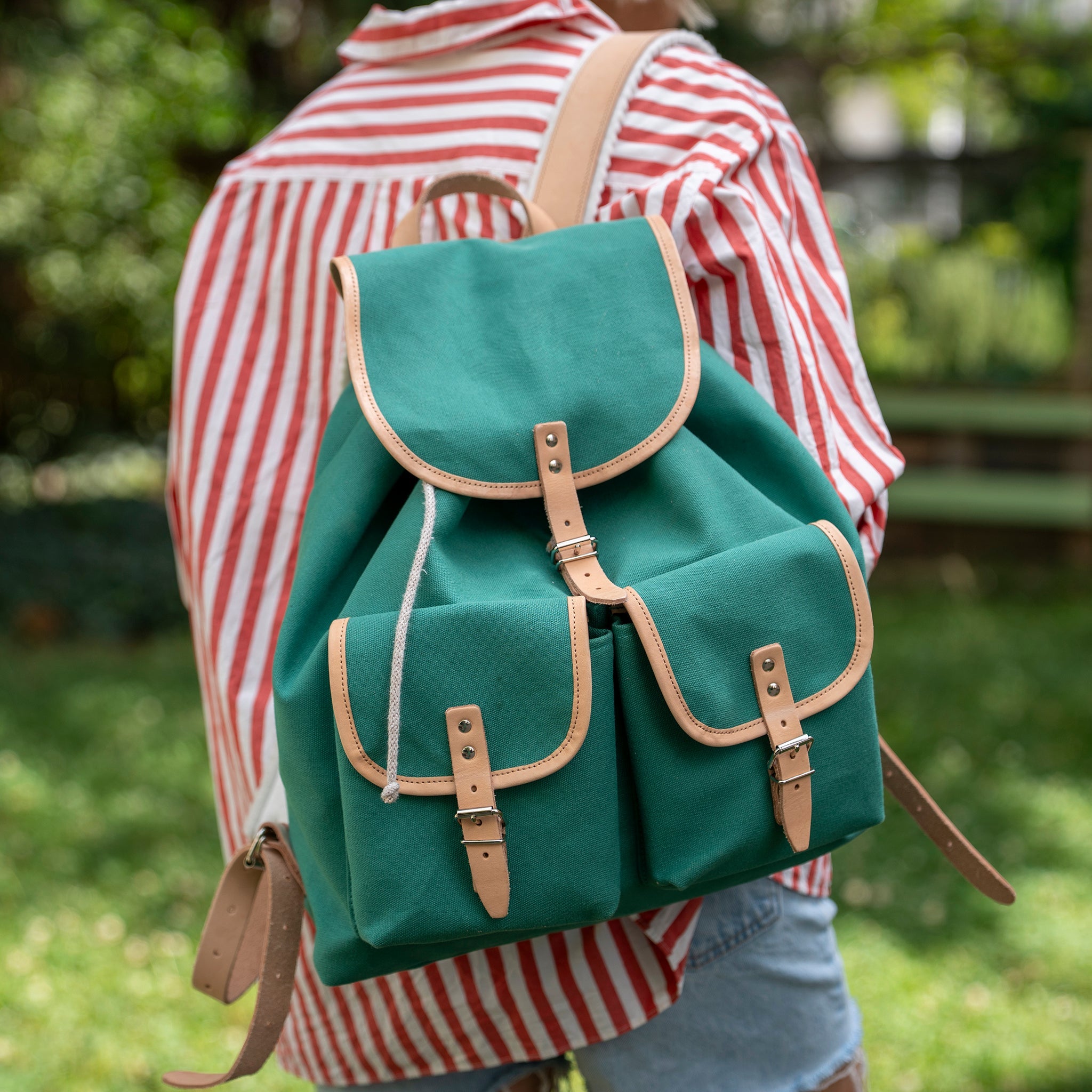 Rucksack Georg Smaragd Leder Natur